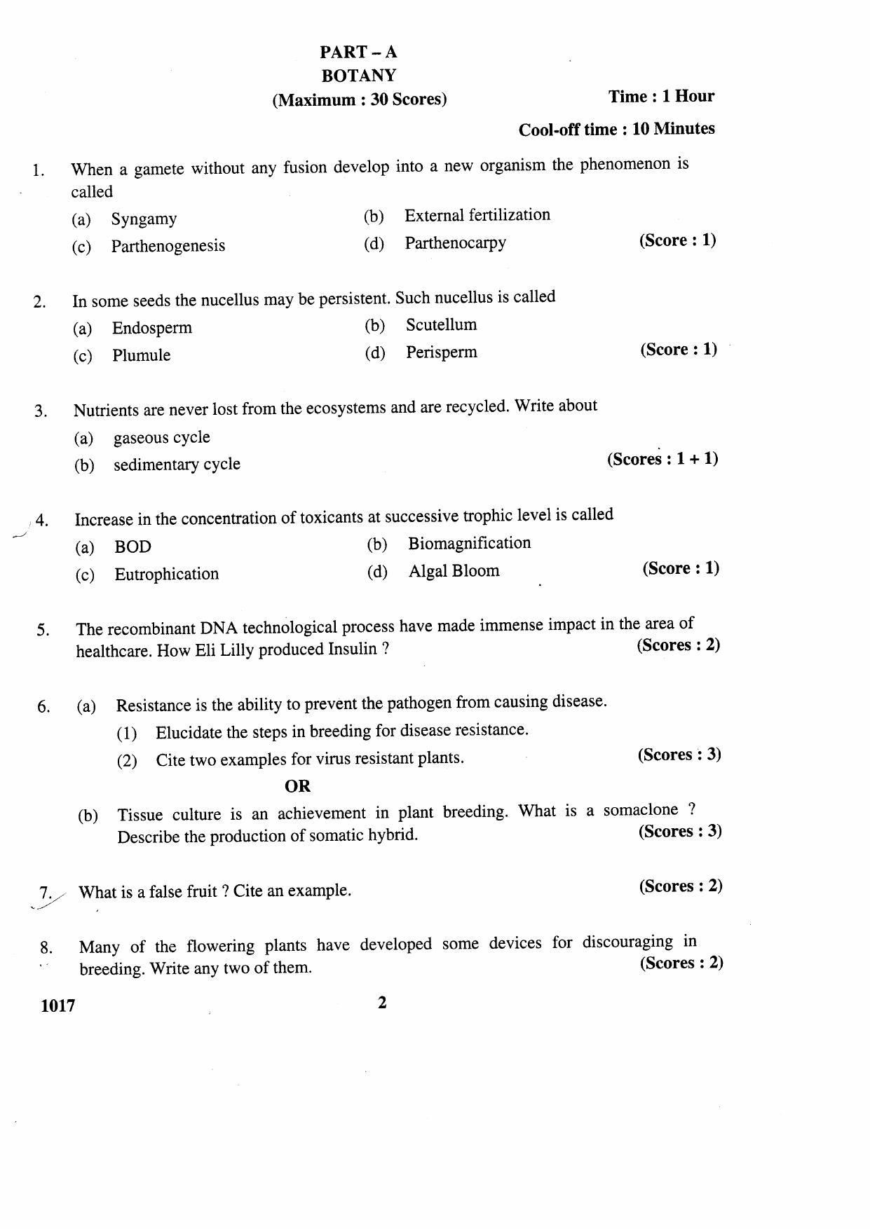 Kerala Plus Two 2016 Biology Question Paper - Page 2
