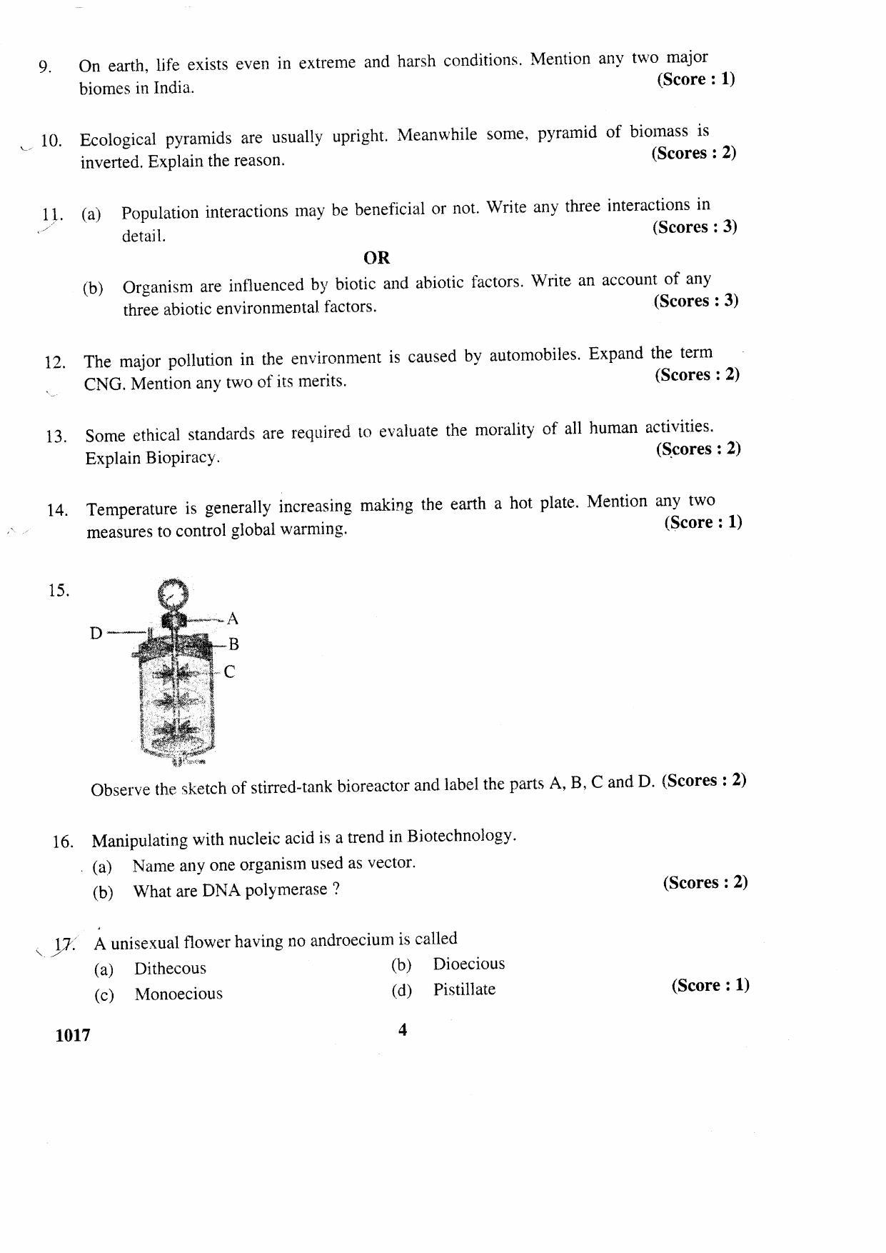 Kerala Plus Two 2016 Biology Question Paper - Page 3