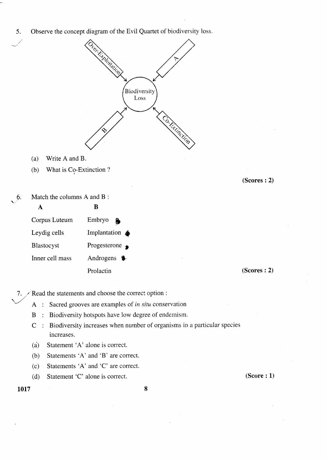 Kerala Plus Two 2016 Biology Question Paper - Page 5