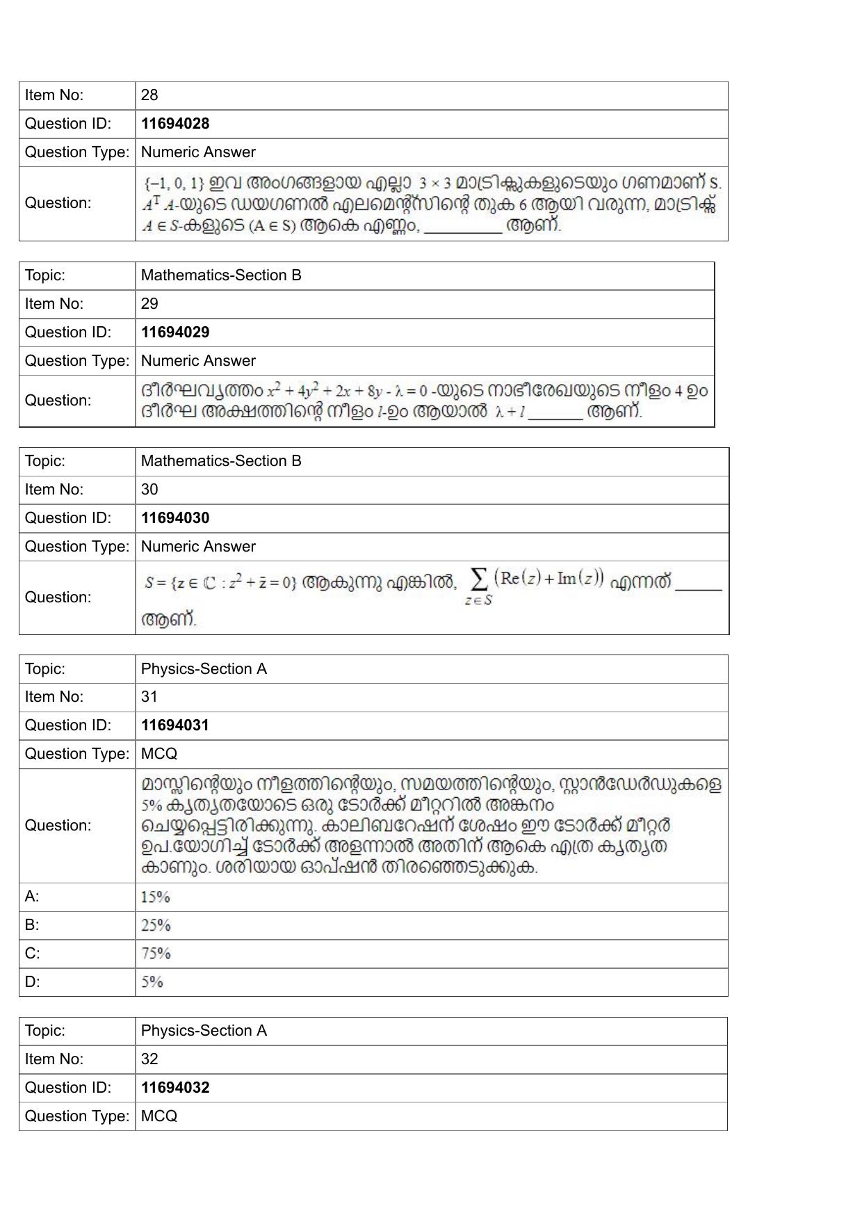JEE Mains 2022: BTech Malayalam (Shift 1) 27-07-2022 Question Paper - Page 10