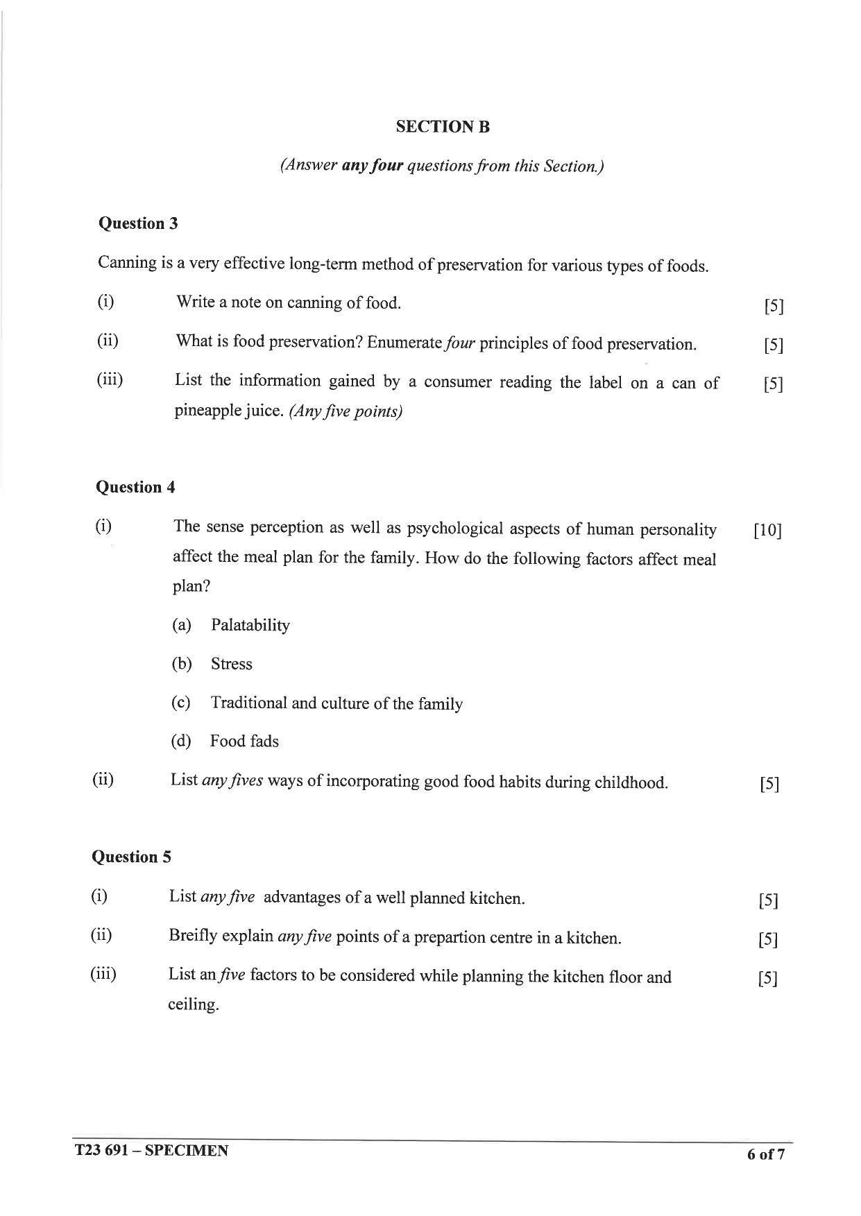ICSE Class 10 Cookery Sample Paper 2023 - Page 6