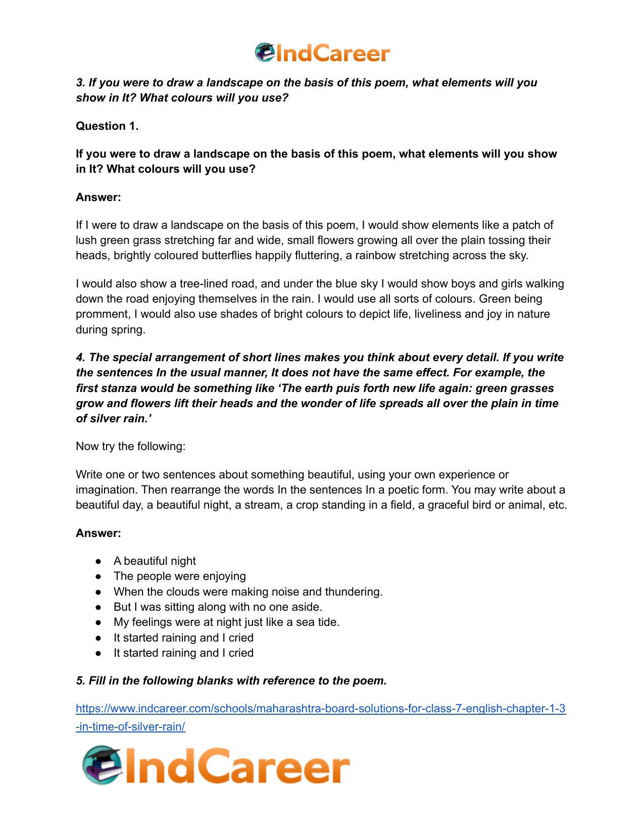 Maharashtra Board Solutions for Class 7- English: Chapter 1.3- In Time of Silver Rain - Page 3
