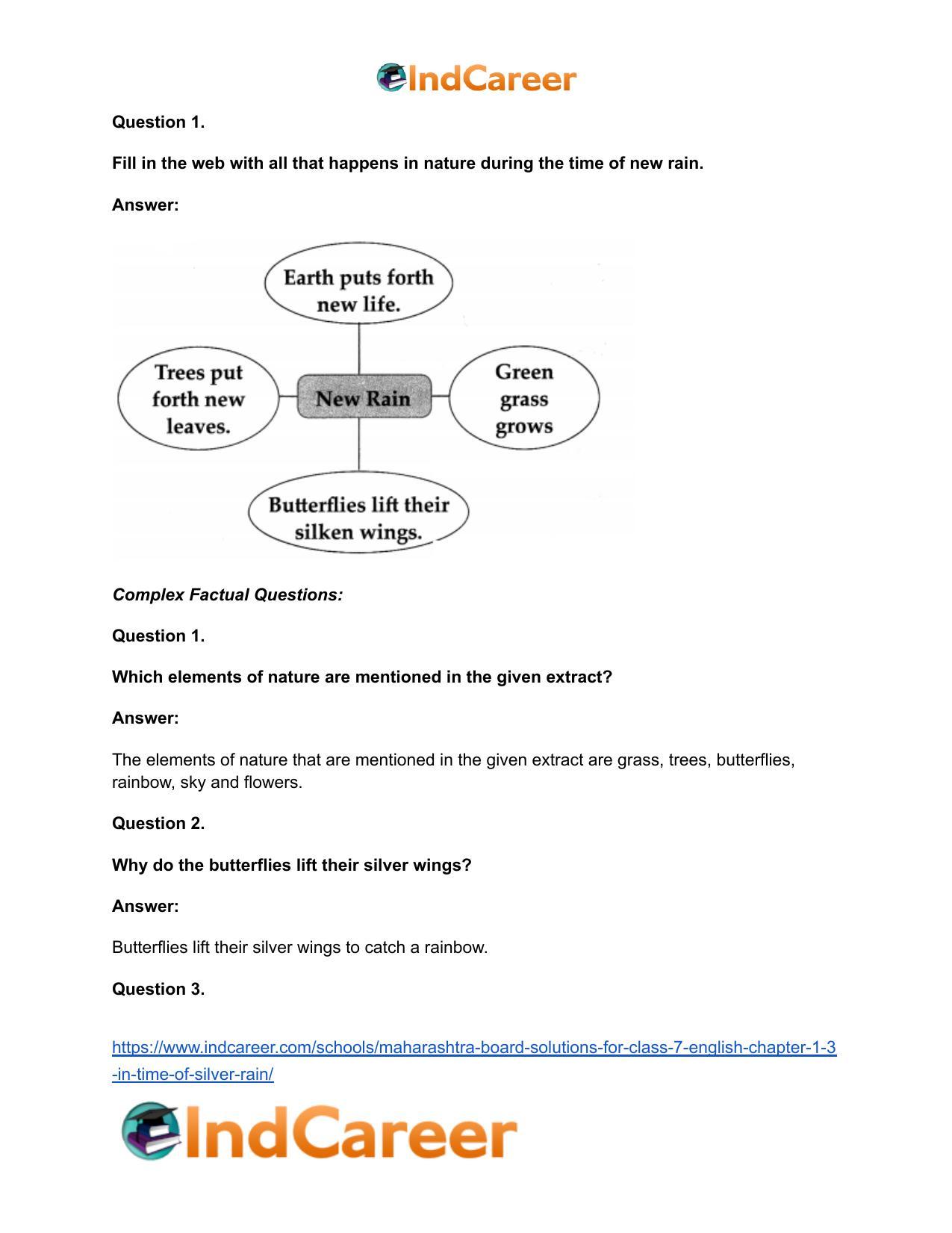 Maharashtra Board Solutions for Class 7- English: Chapter 1.3- In Time of Silver Rain - Page 7