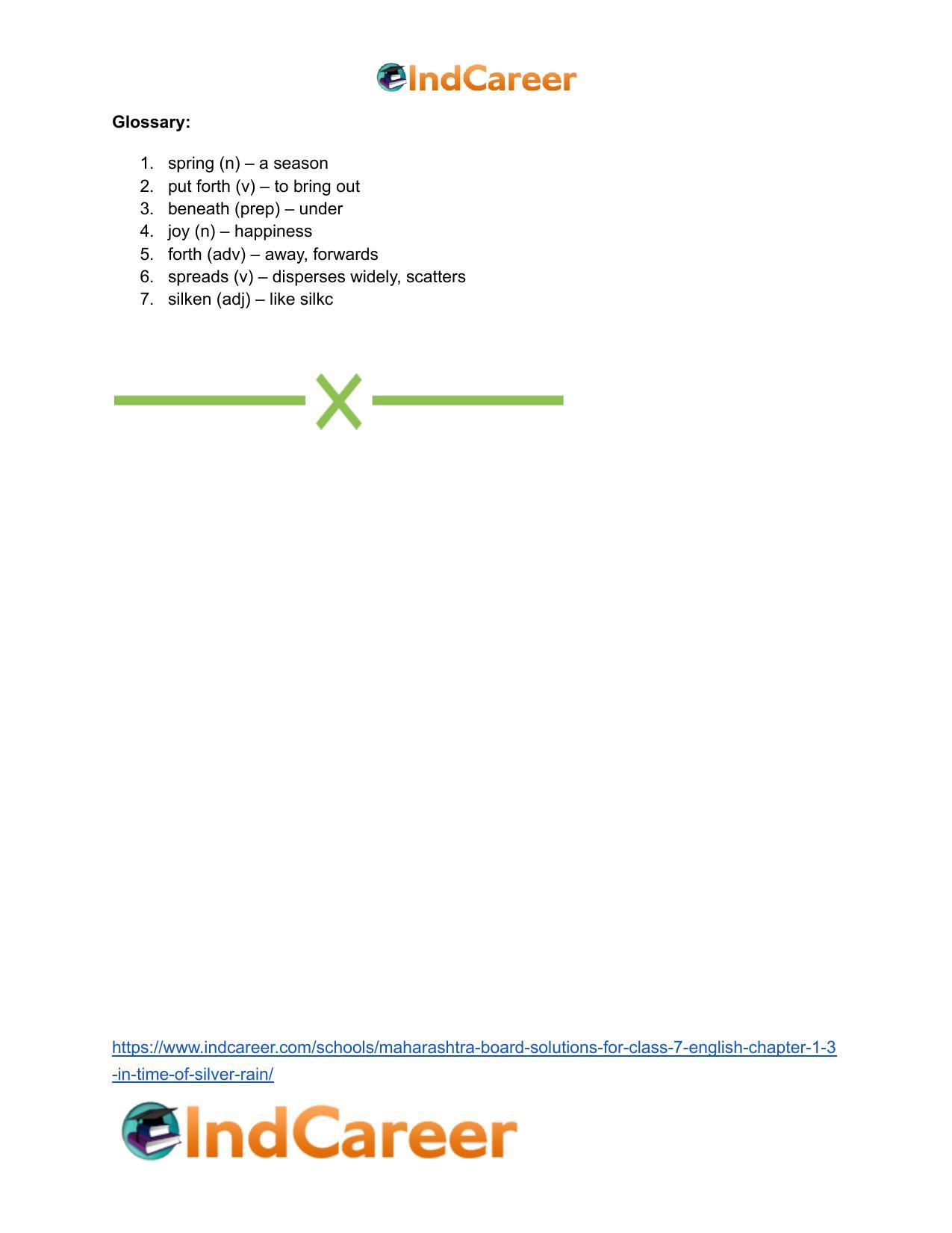 Maharashtra Board Solutions for Class 7- English: Chapter 1.3- In Time of Silver Rain - Page 11