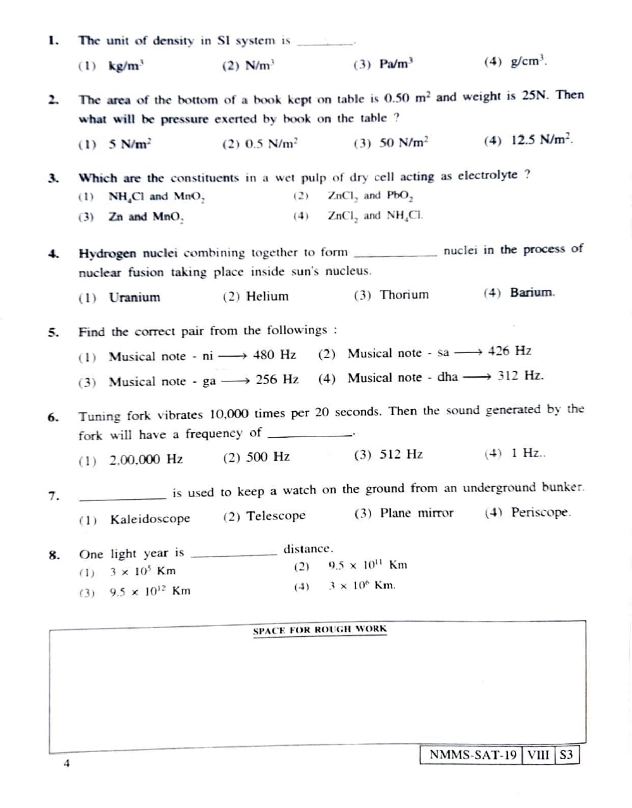 SAT HINDI 2019-20 Class 8 Maharashtra NMMS Question Papers - Page 4
