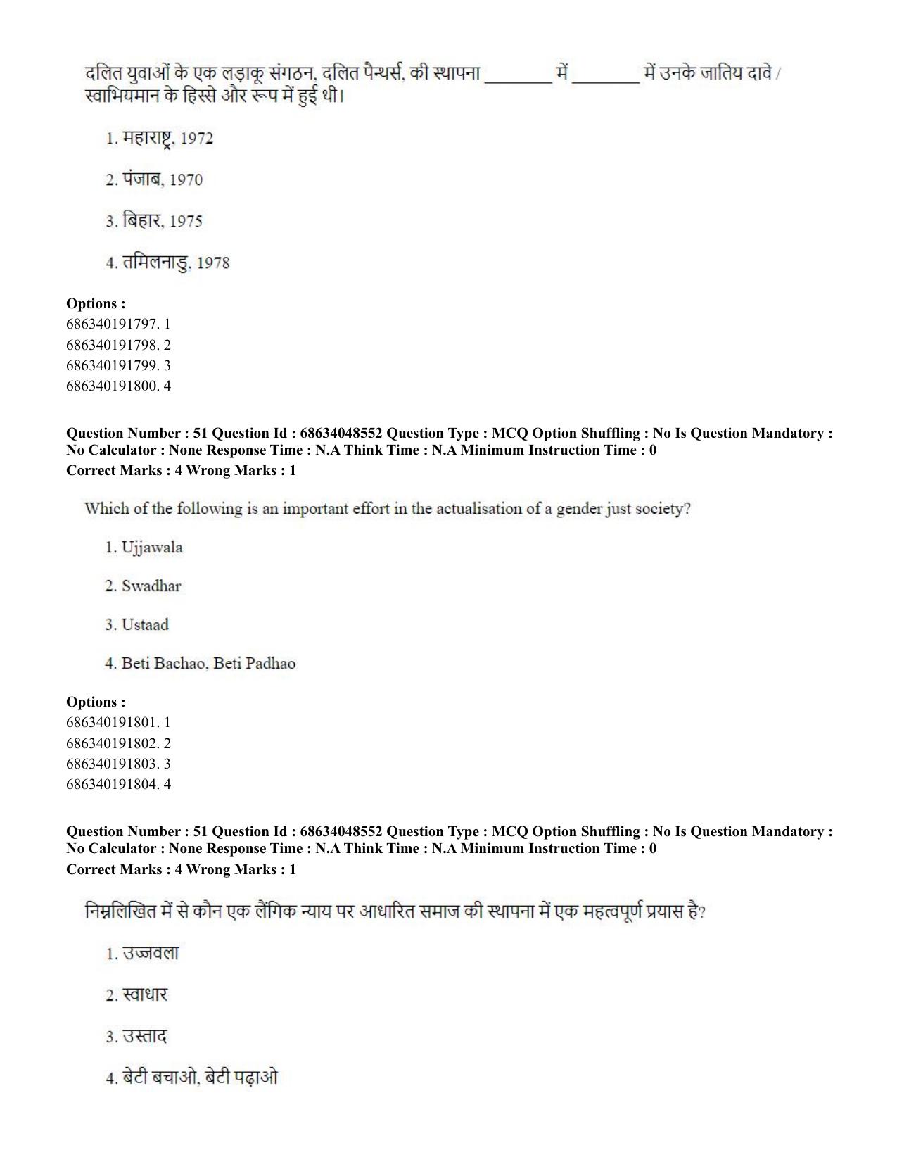 CUET PG 2023: HUQP21 – Social Work (Hin)-(30-06-2023) Question Paper - Page 52
