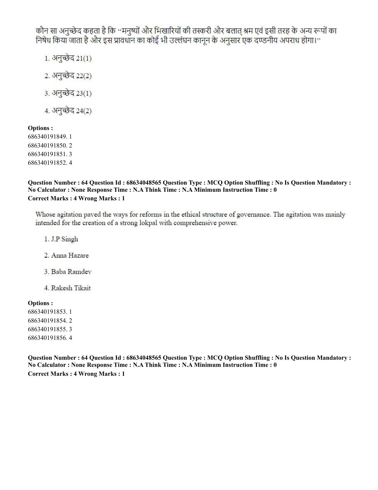 CUET PG 2023: HUQP21 – Social Work (Hin)-(30-06-2023) Question Paper - Page 65