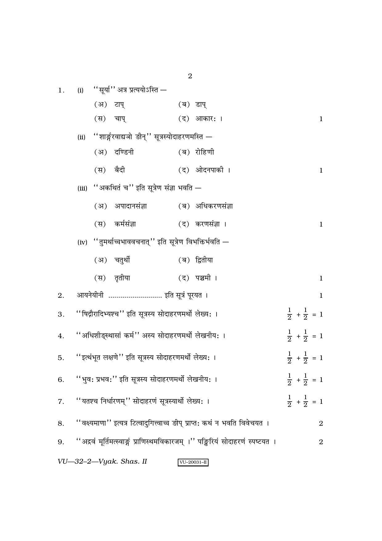 RBSE Vyakaran Shastra 2010 Nimbark Darshan - II Question Paper - Page 2