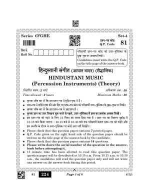 CBSE Class 12 81_Music Hindustani Per. Ins. 2023 Question Paper