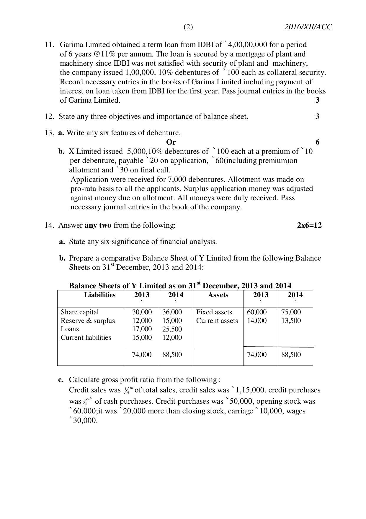 Nagaland Board Class 12 ACCOUNTANCY 2016 Question Papers - Page 2
