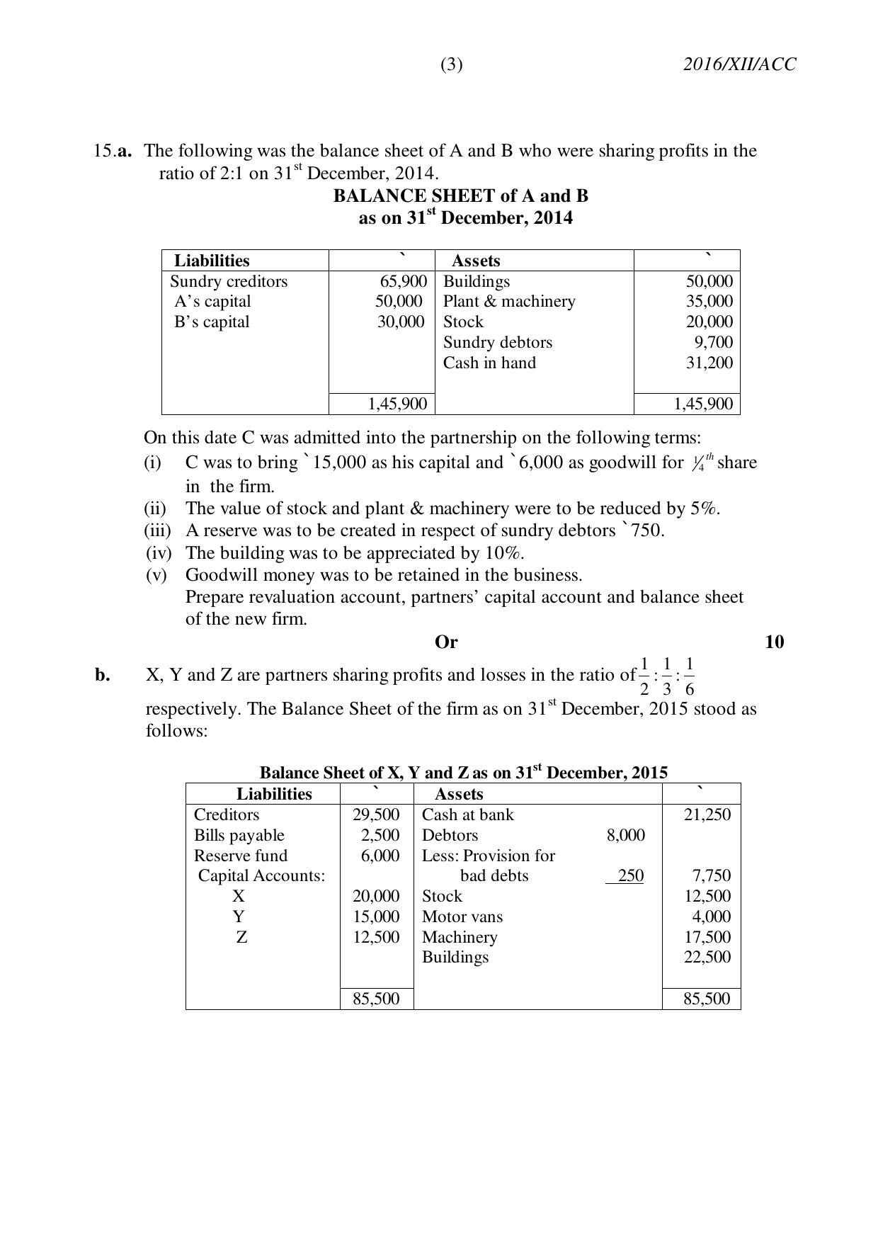 Nagaland Board Class 12 ACCOUNTANCY 2016 Question Papers - Page 3