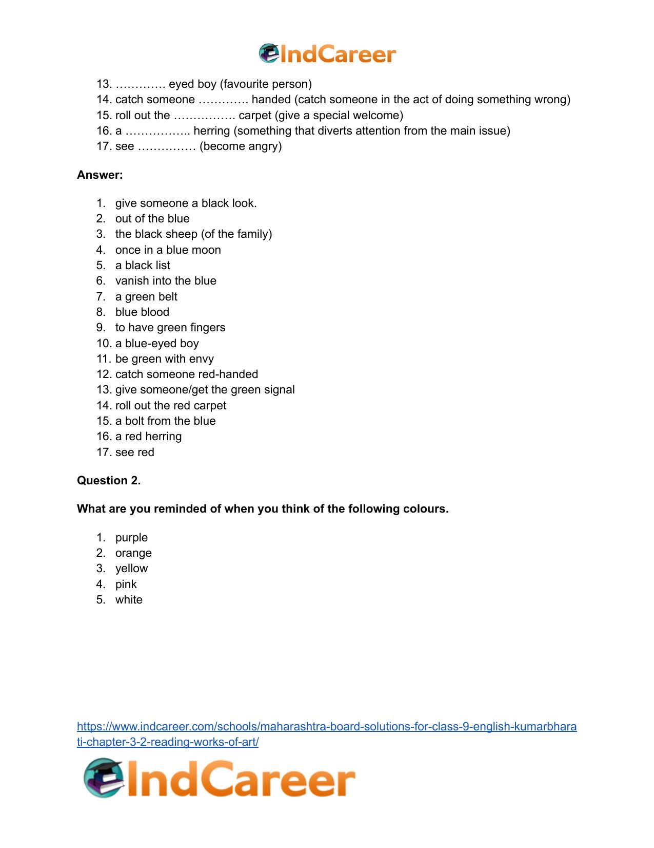 Maharashtra Board Solutions for Class 9- English Kumarbharati: Chapter 3.2- Reading Works of Art - Page 3