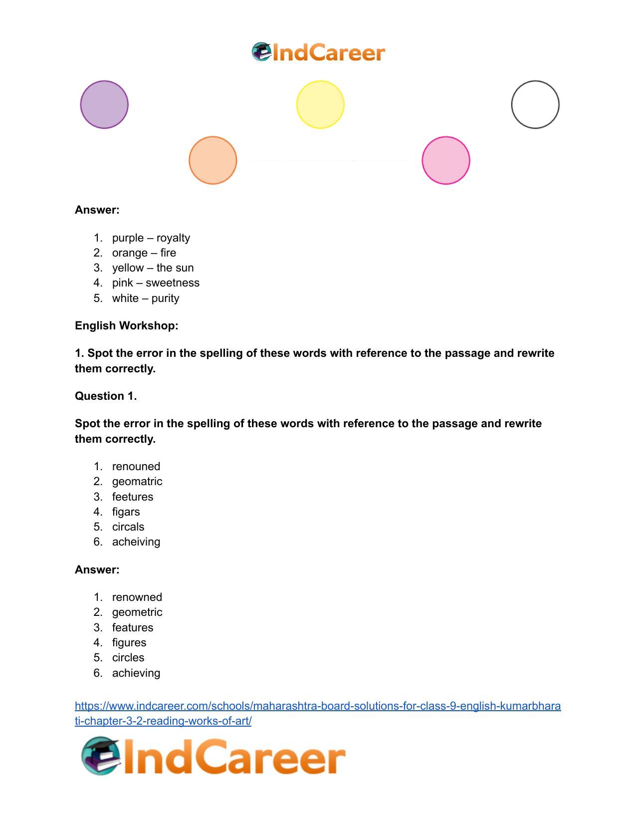 Maharashtra Board Solutions for Class 9- English Kumarbharati: Chapter 3.2- Reading Works of Art - Page 4