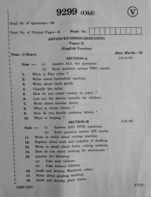 AP Inter 2nd Year Vocational Question Paper March - 2020 - Advanced Dress Designing - II (old)