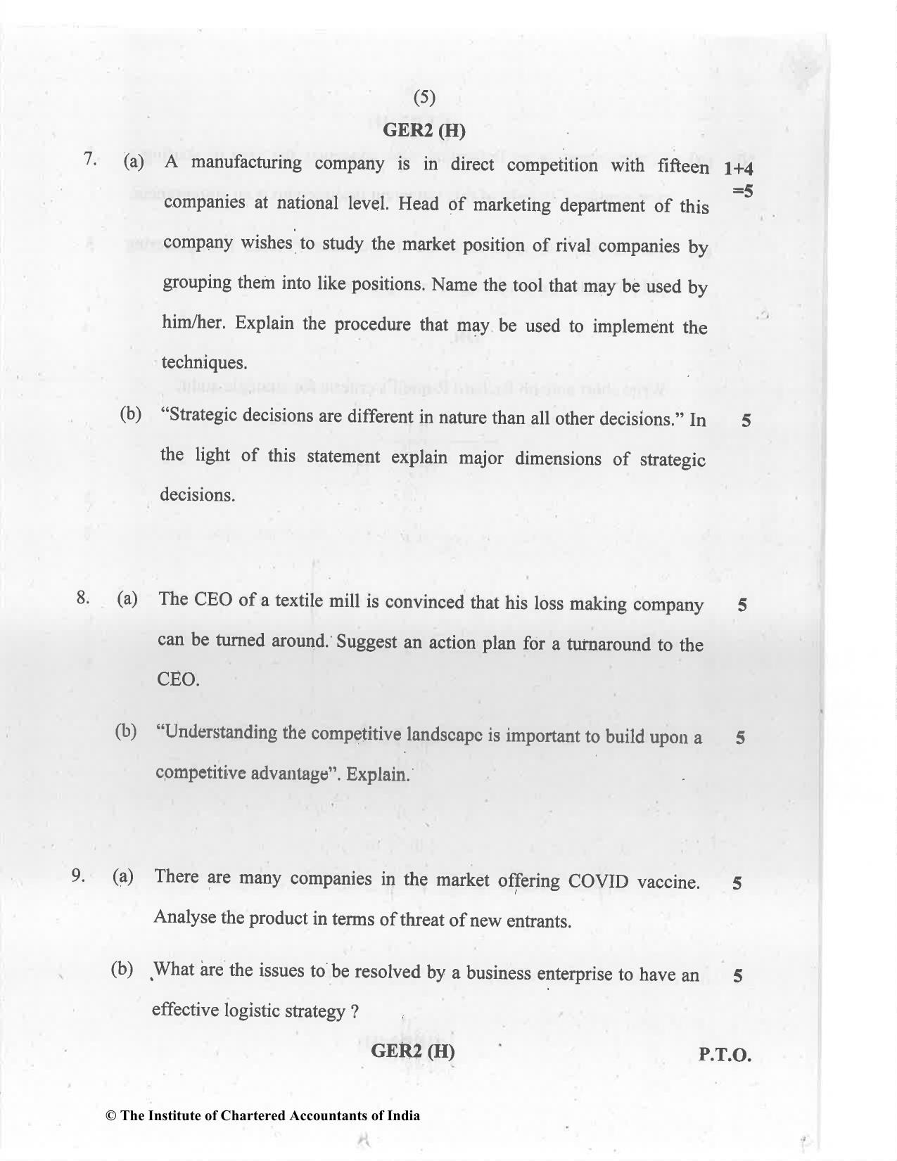 CA Inter Jul 2021 Question Paper - Paper 7 – Enterprise Information Systems & Strategic Management - Page 5