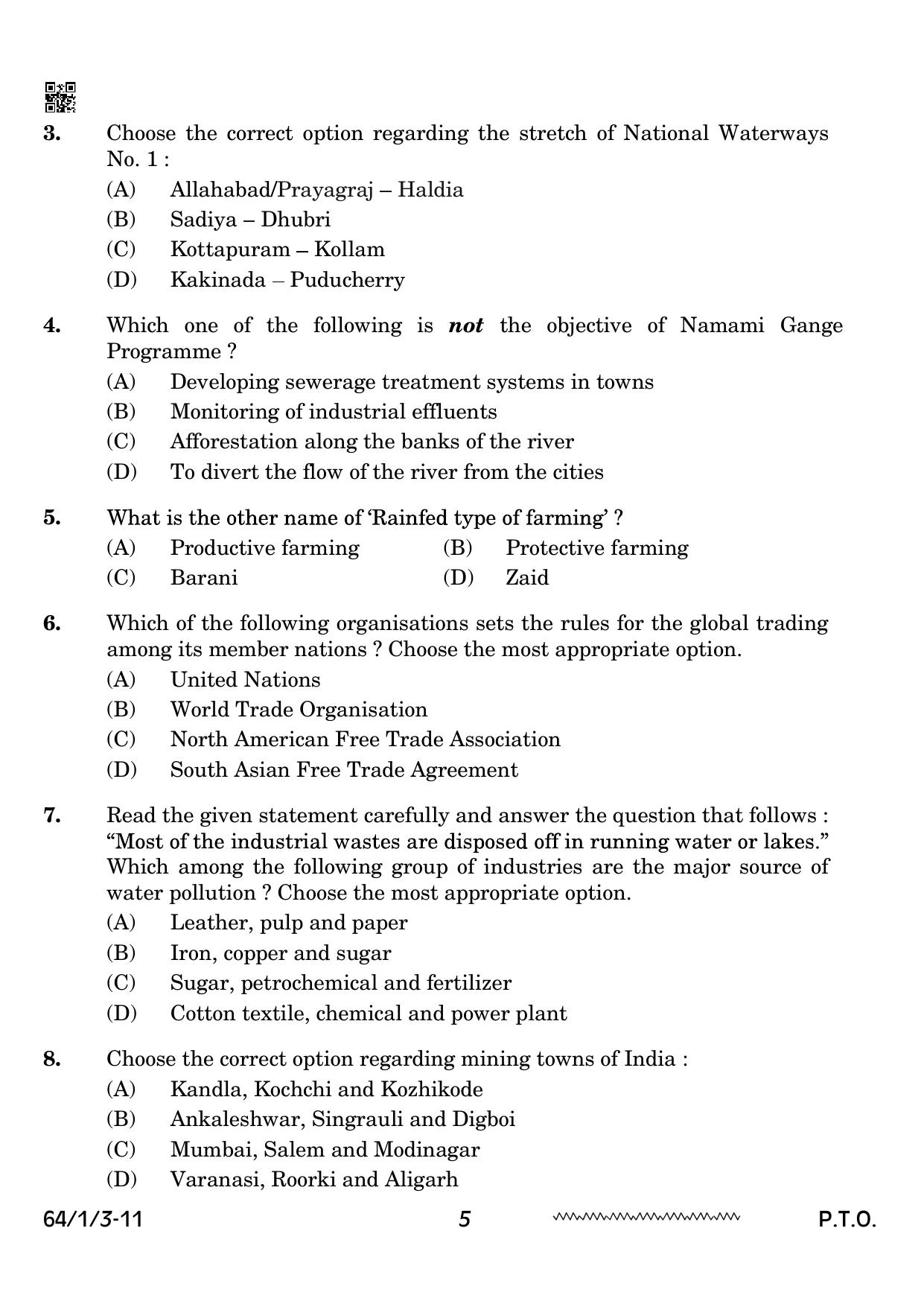 CBSE Class 12 64-1-3 Geography 2024 Question Paper - Page 5
