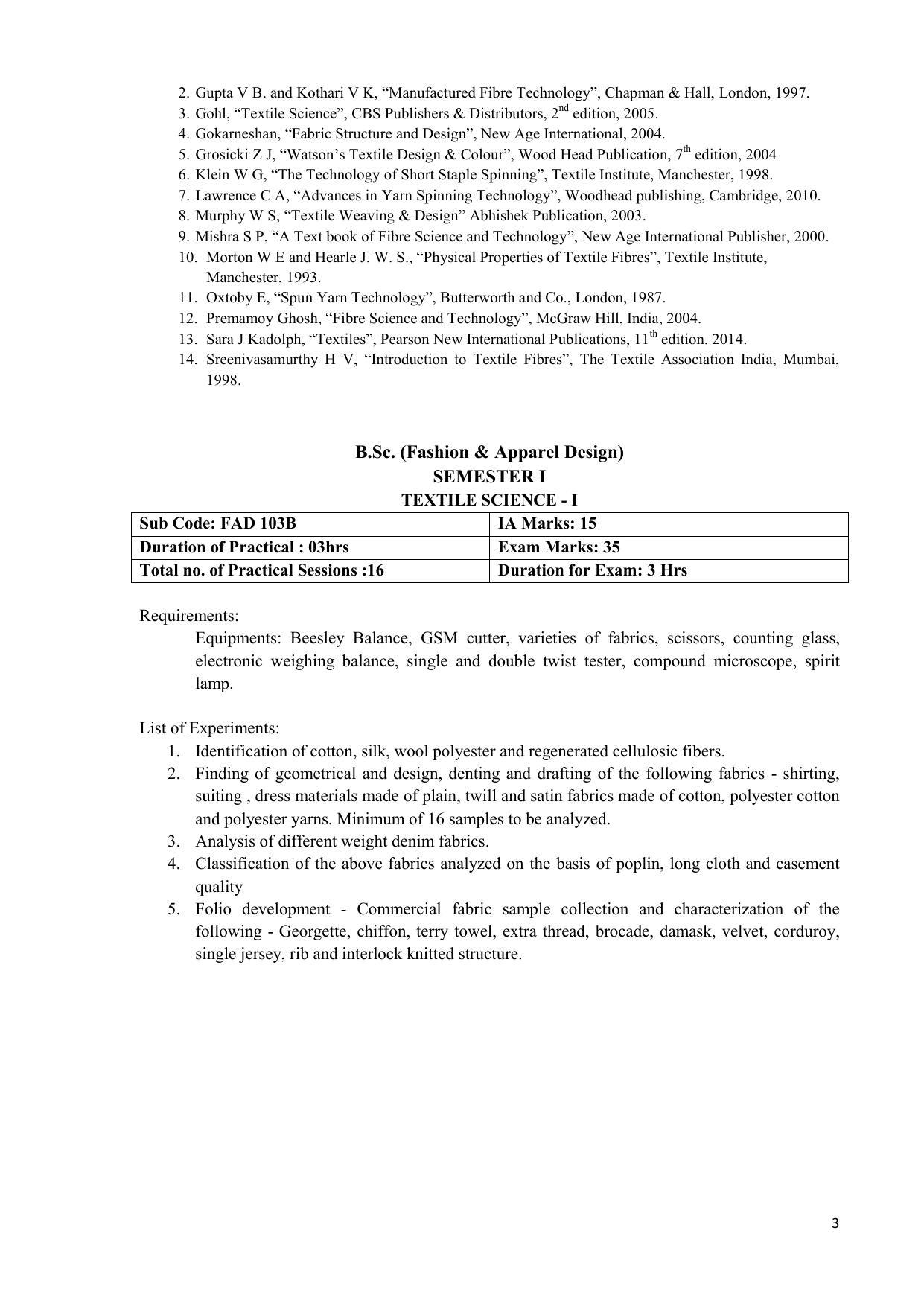 AIFD B.Sc FAD (BNU) Syllabus - Page 3