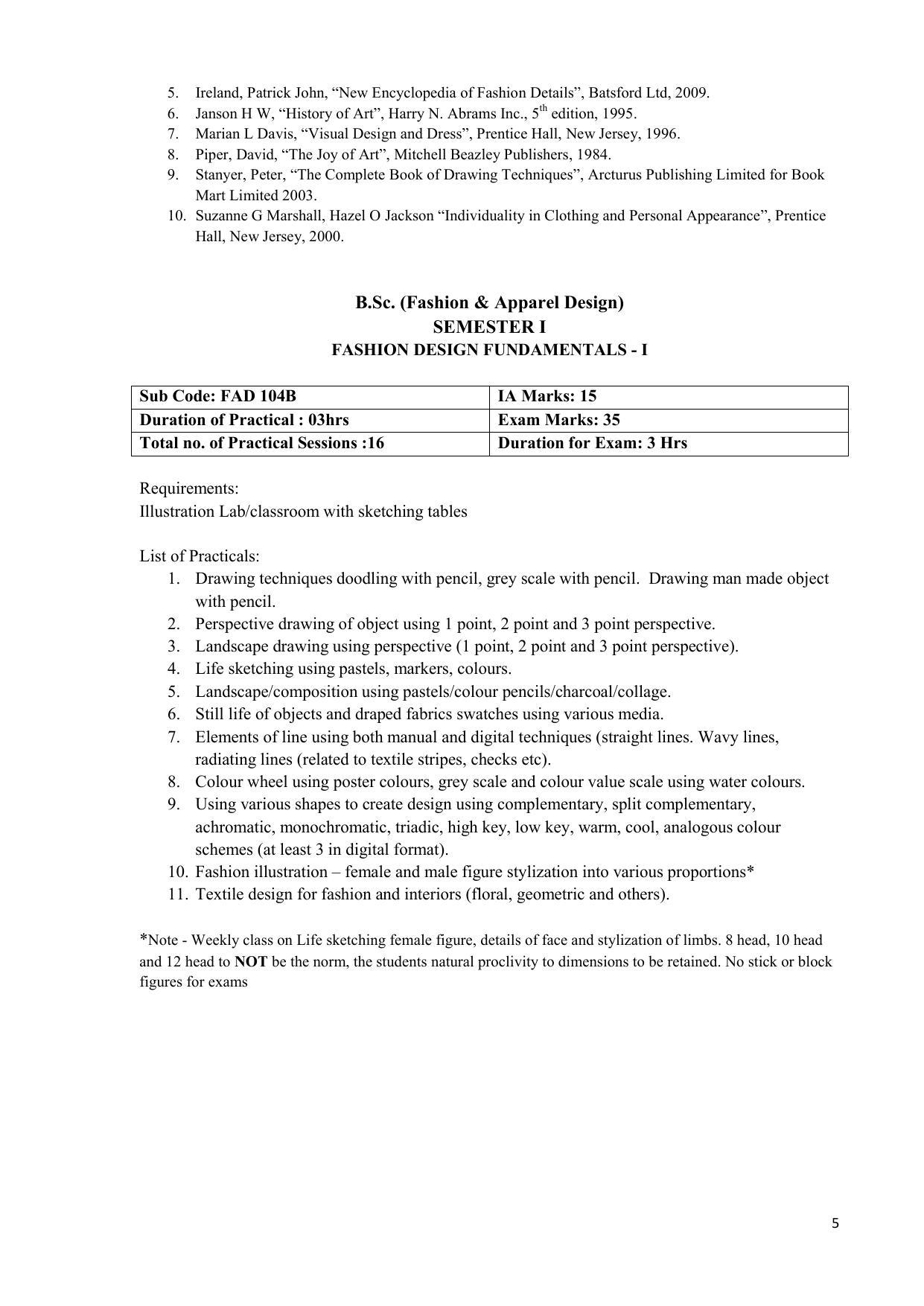 AIFD B.Sc FAD (BNU) Syllabus - Page 5