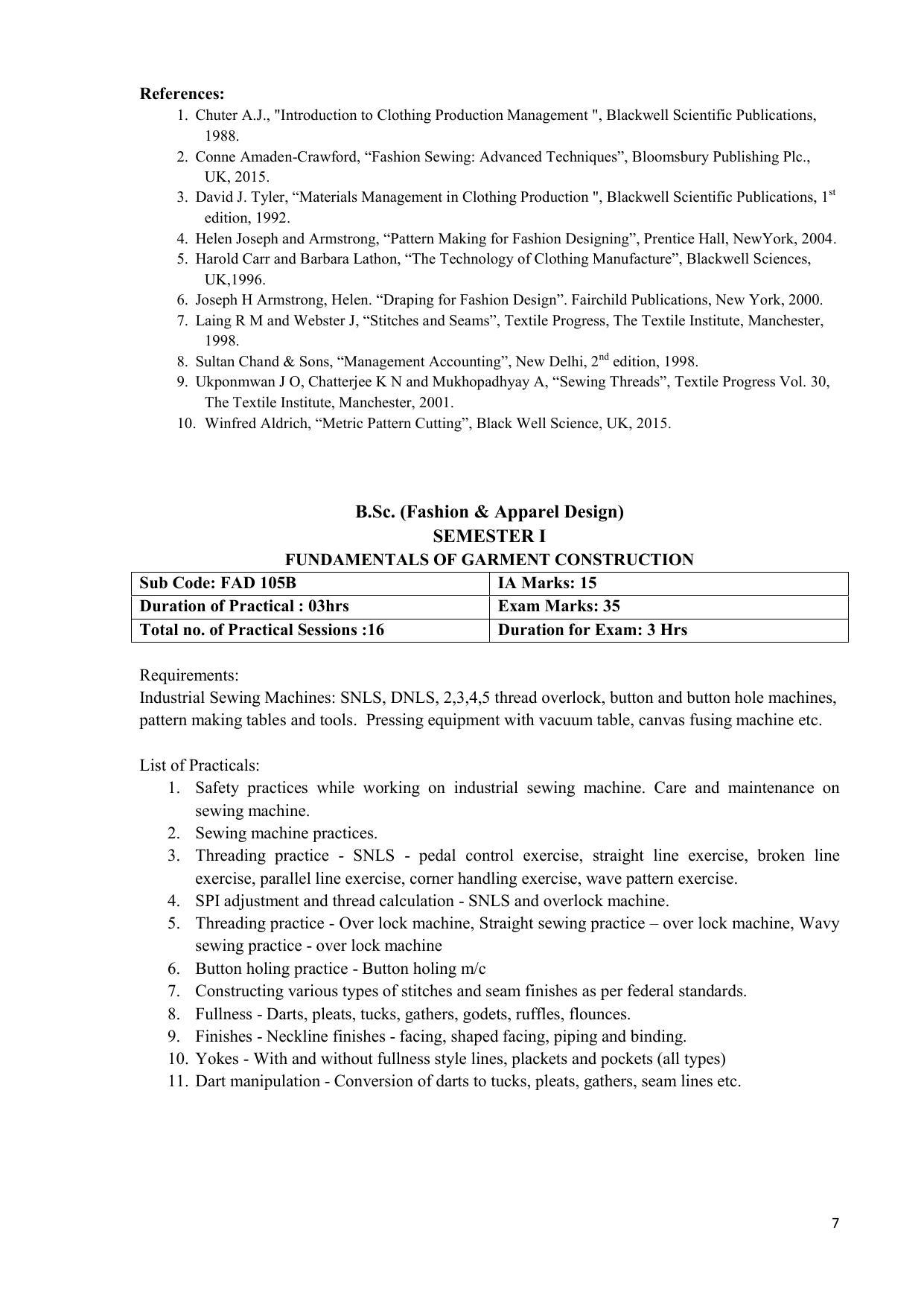 AIFD B.Sc FAD (BNU) Syllabus - Page 7
