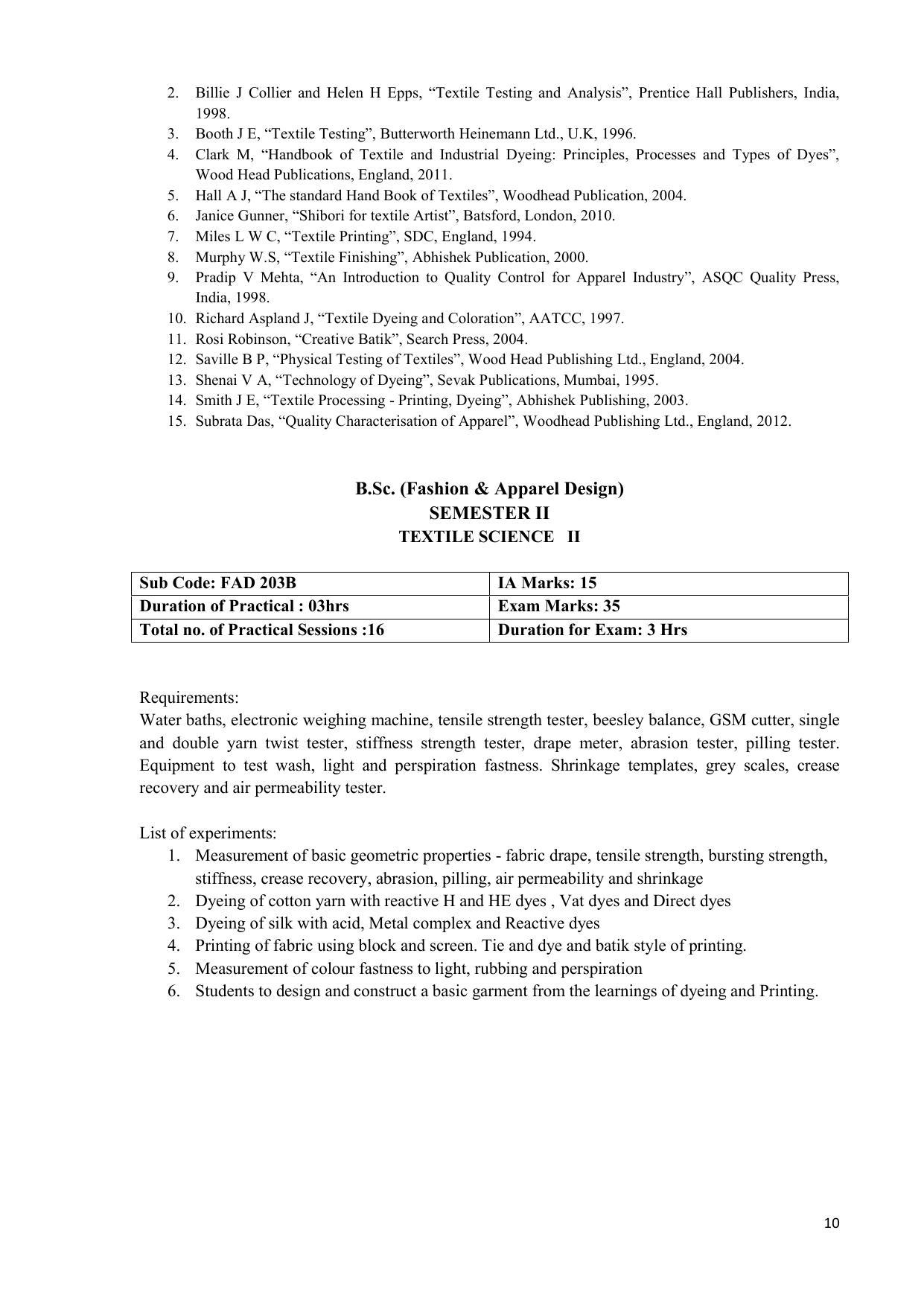 AIFD B.Sc FAD (BNU) Syllabus - Page 10
