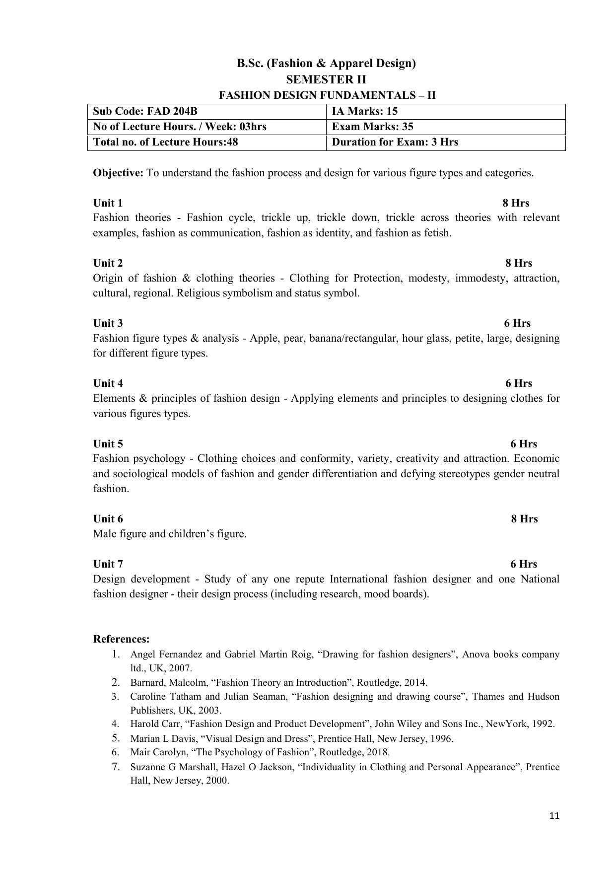AIFD B.Sc FAD (BNU) Syllabus - Page 11