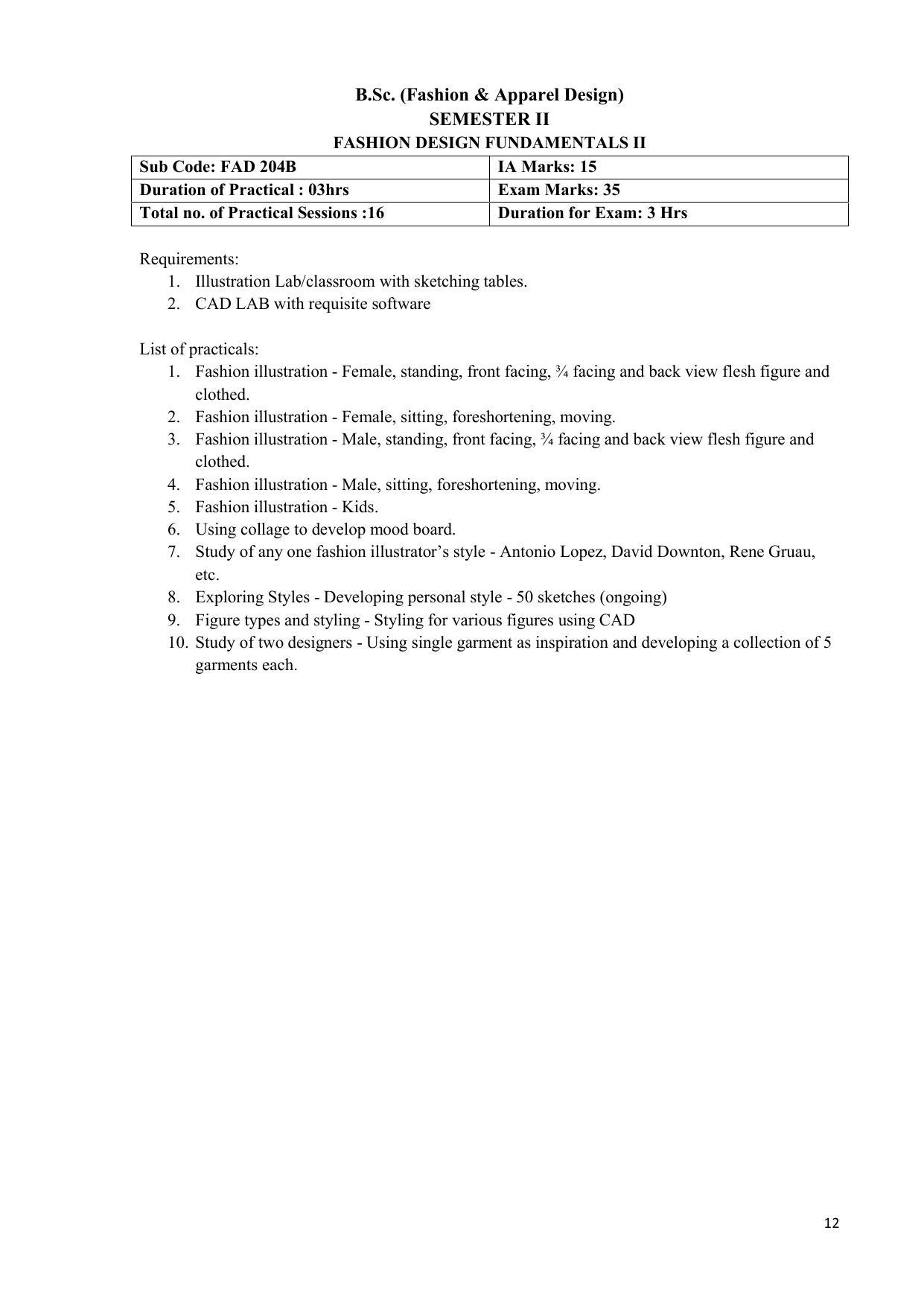 AIFD B.Sc FAD (BNU) Syllabus - Page 12