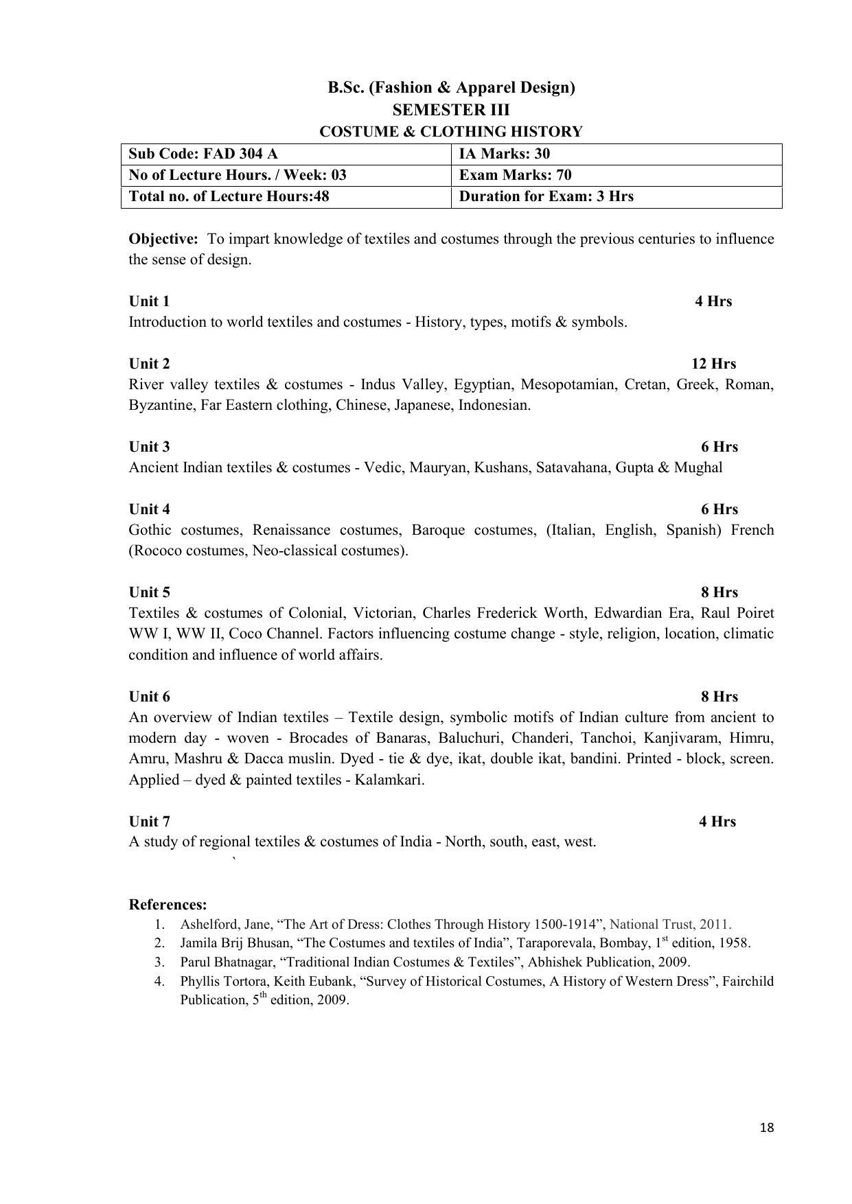 AIFD B.Sc FAD (BNU) Syllabus - Page 18