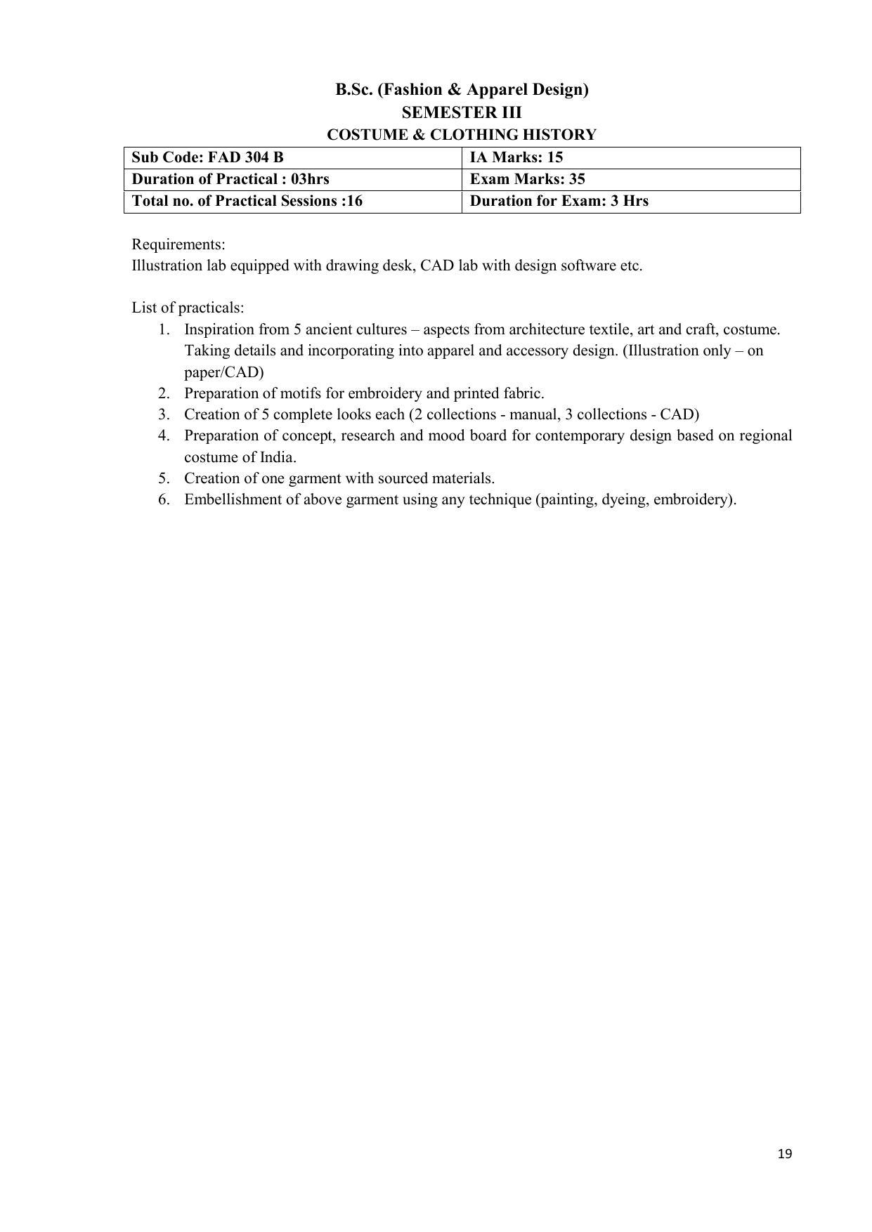 AIFD B.Sc FAD (BNU) Syllabus - Page 19