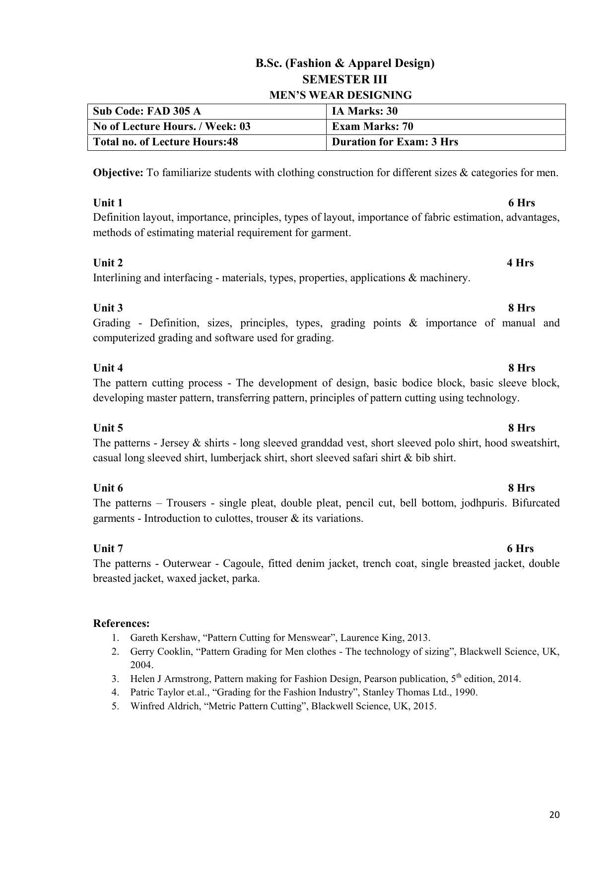 AIFD B.Sc FAD (BNU) Syllabus - Page 20