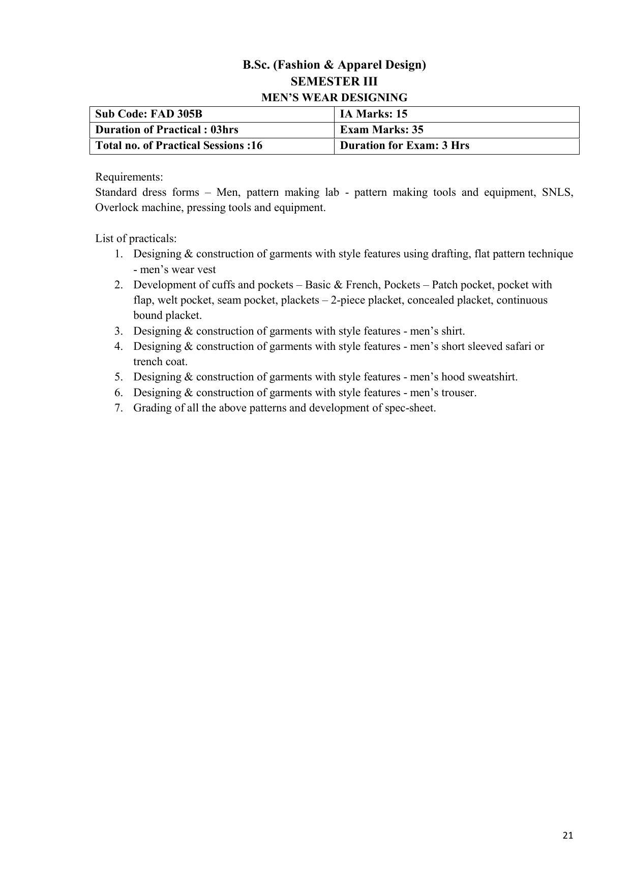 AIFD B.Sc FAD (BNU) Syllabus - Page 21