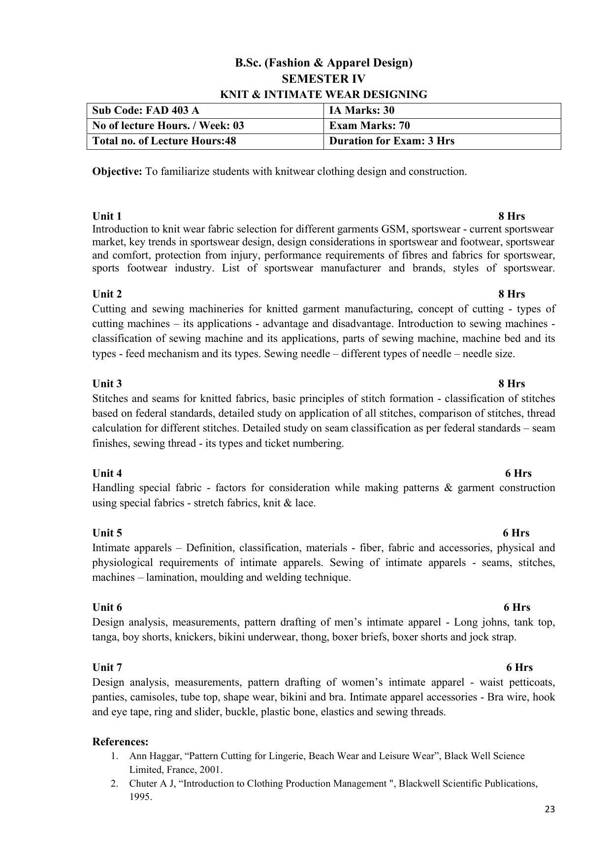 AIFD B.Sc FAD (BNU) Syllabus - Page 23