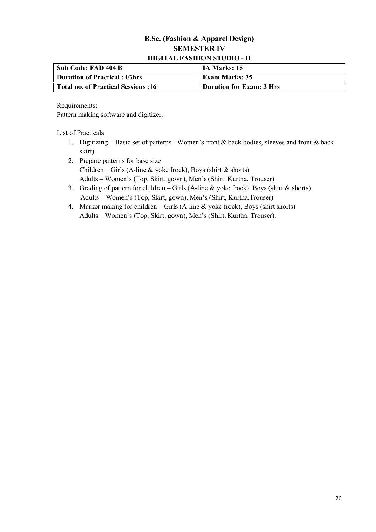 AIFD B.Sc FAD (BNU) Syllabus - Page 26
