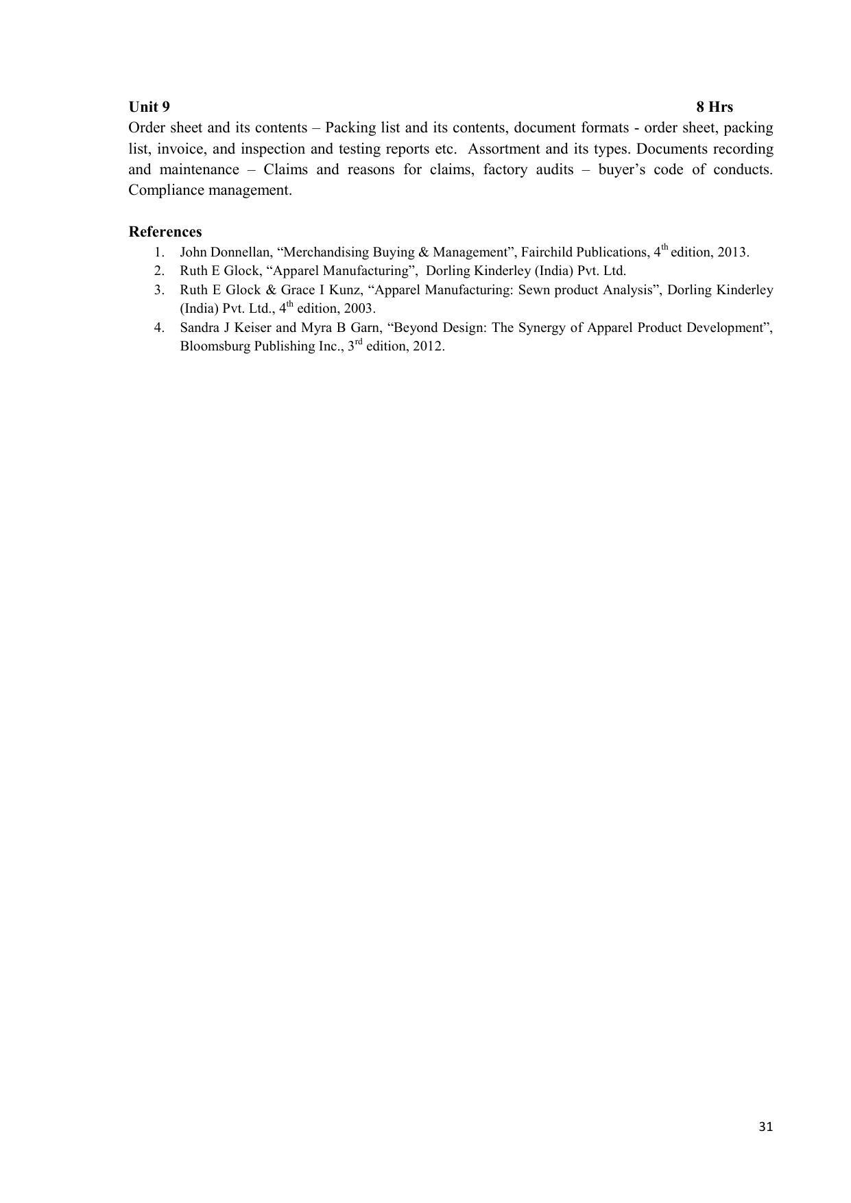 AIFD B.Sc FAD (BNU) Syllabus - Page 31