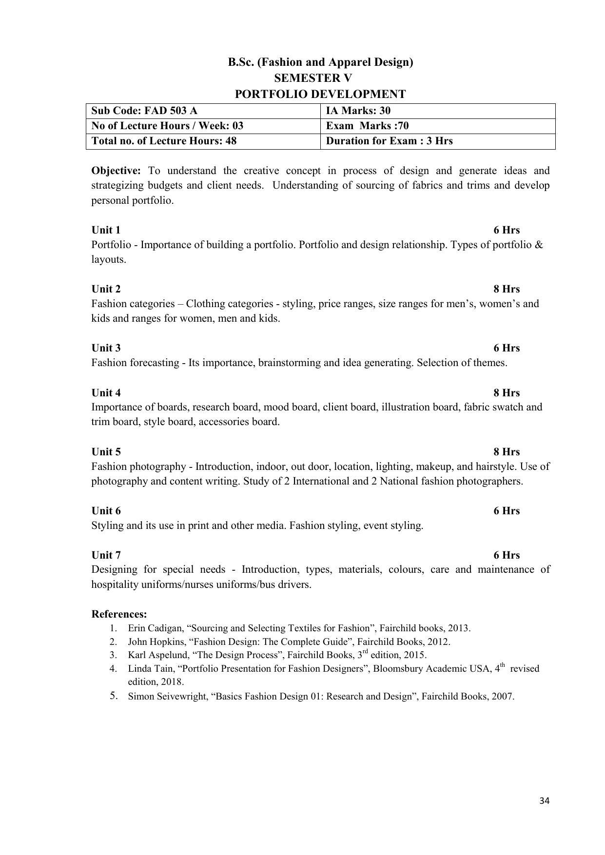AIFD B.Sc FAD (BNU) Syllabus - Page 34