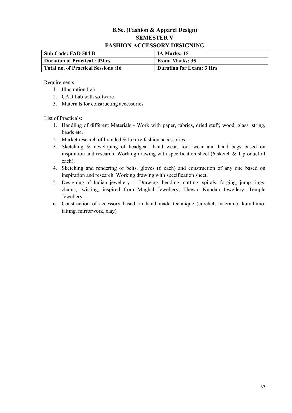 AIFD B.Sc FAD (BNU) Syllabus - Page 37
