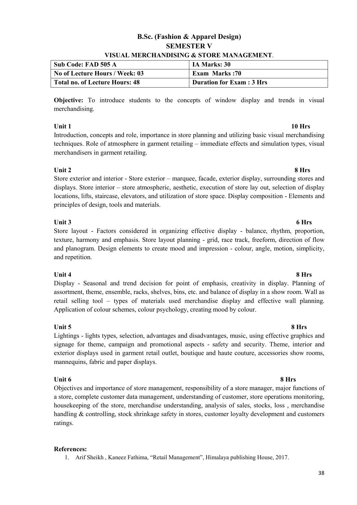 AIFD B.Sc FAD (BNU) Syllabus - Page 38