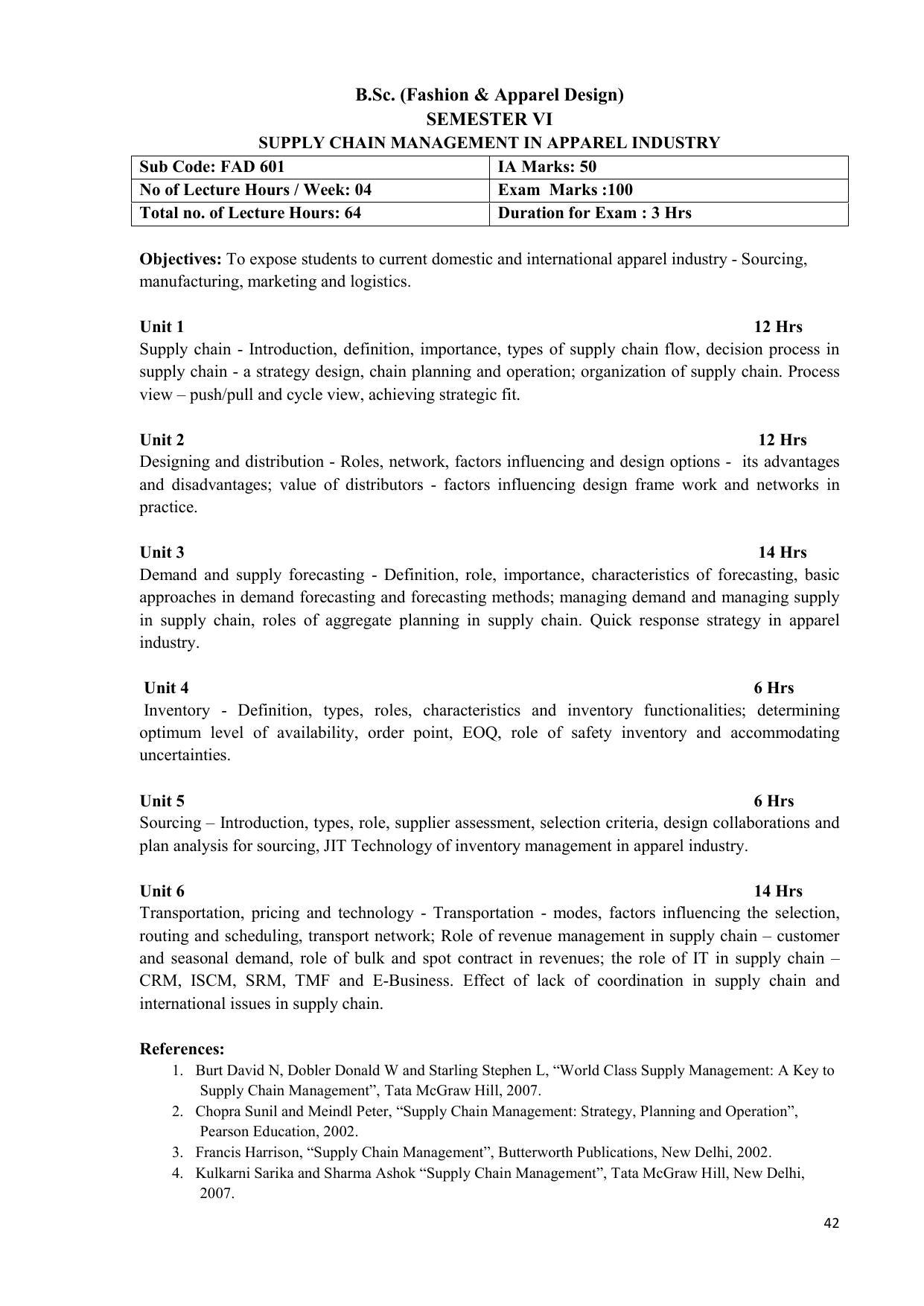 AIFD B.Sc FAD (BNU) Syllabus - Page 42