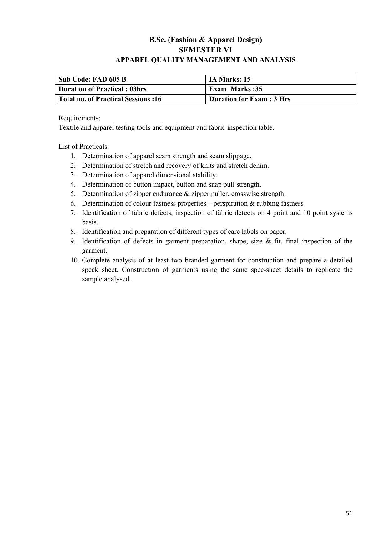 AIFD B.Sc FAD (BNU) Syllabus - Page 51