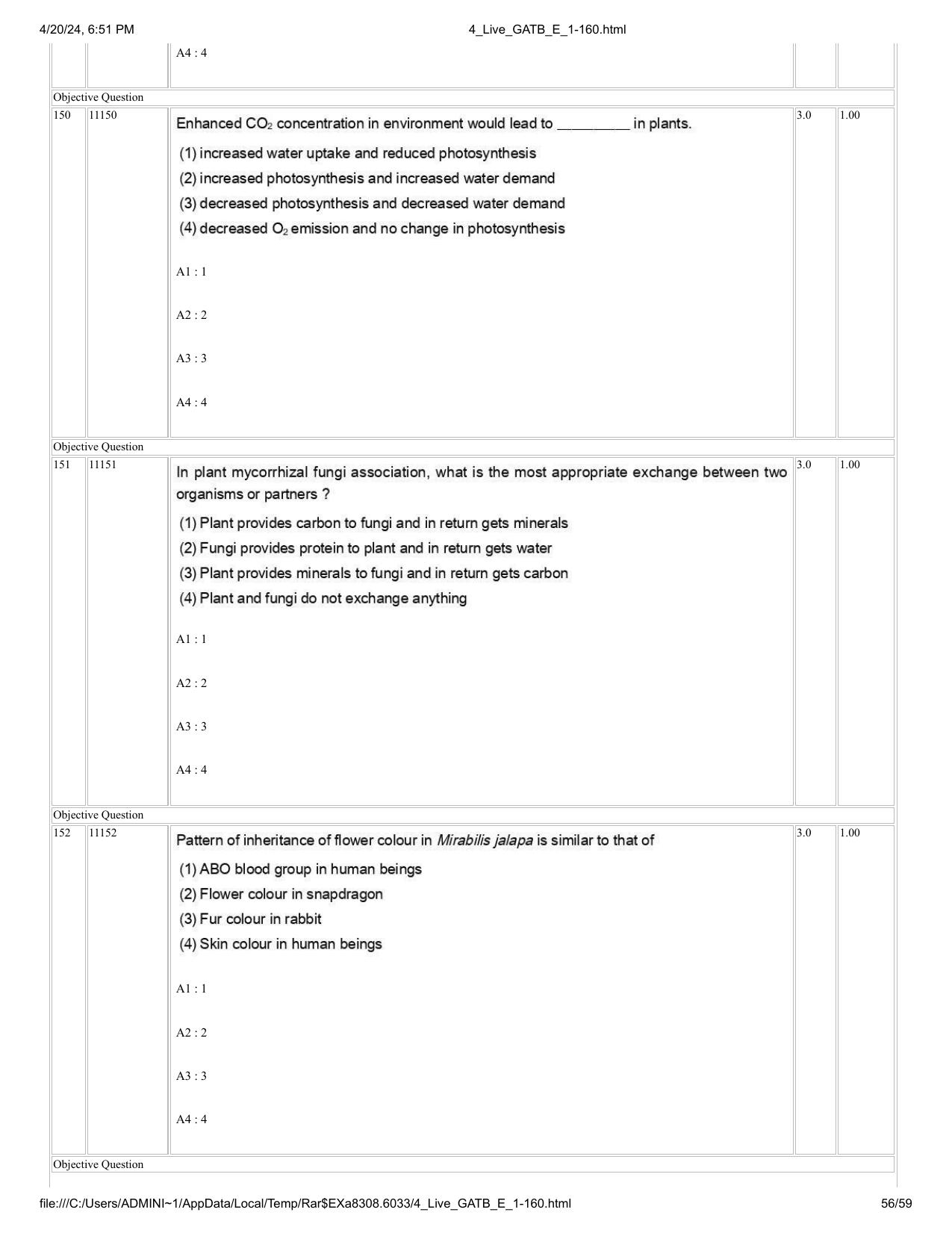 GAT B 2024 Question Paper - Page 56