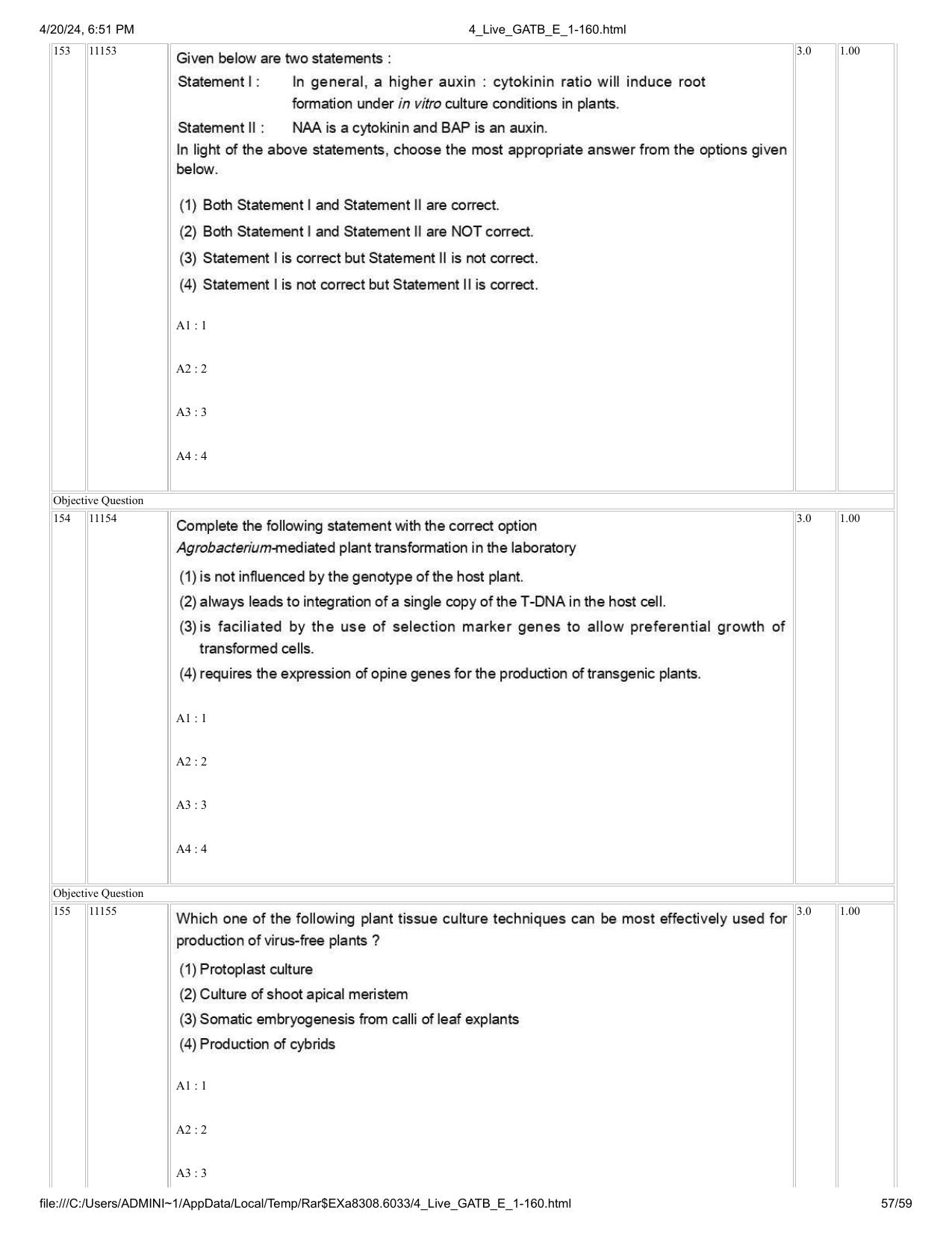 GAT B 2024 Question Paper - Page 57