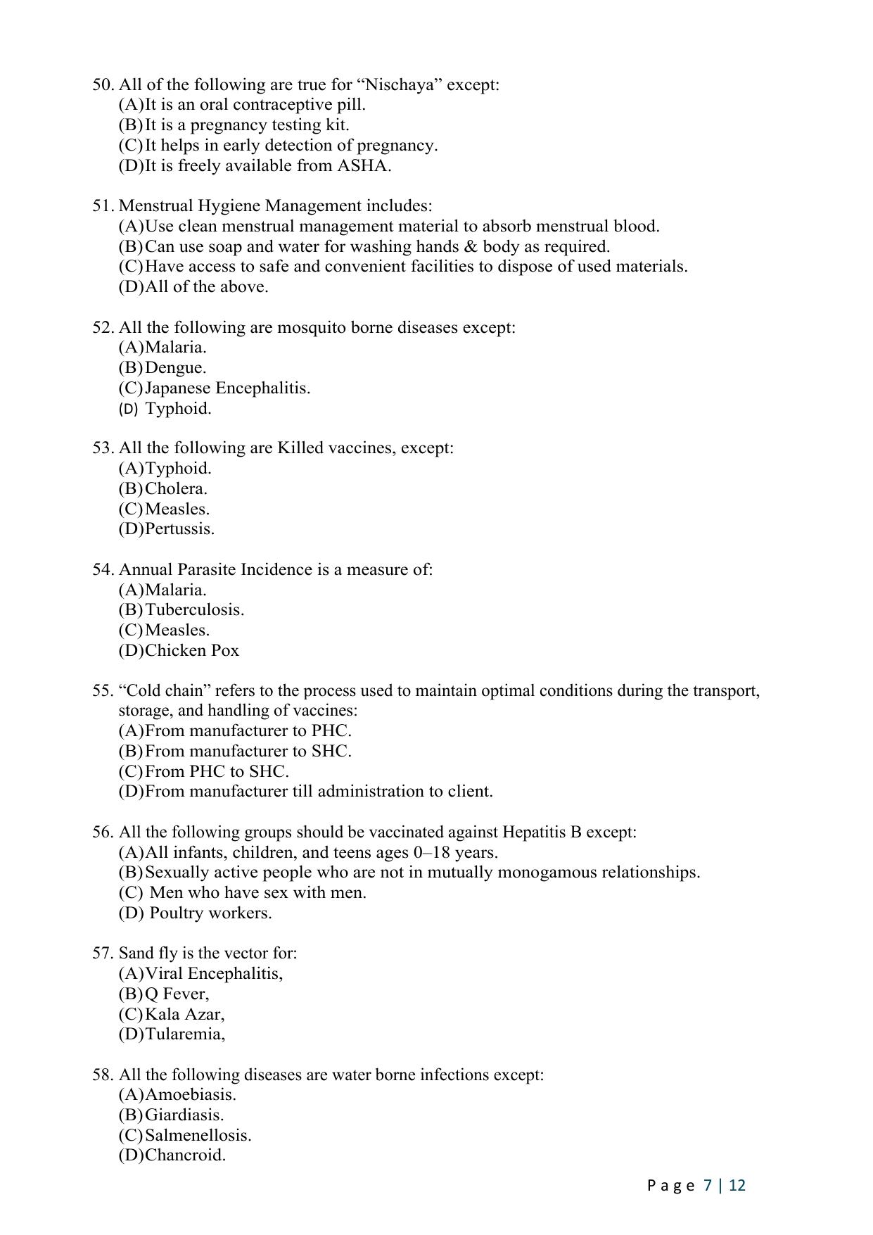 WB JEMAS (PG) M.Sc PH HP 2024 Question Paper - Page 9