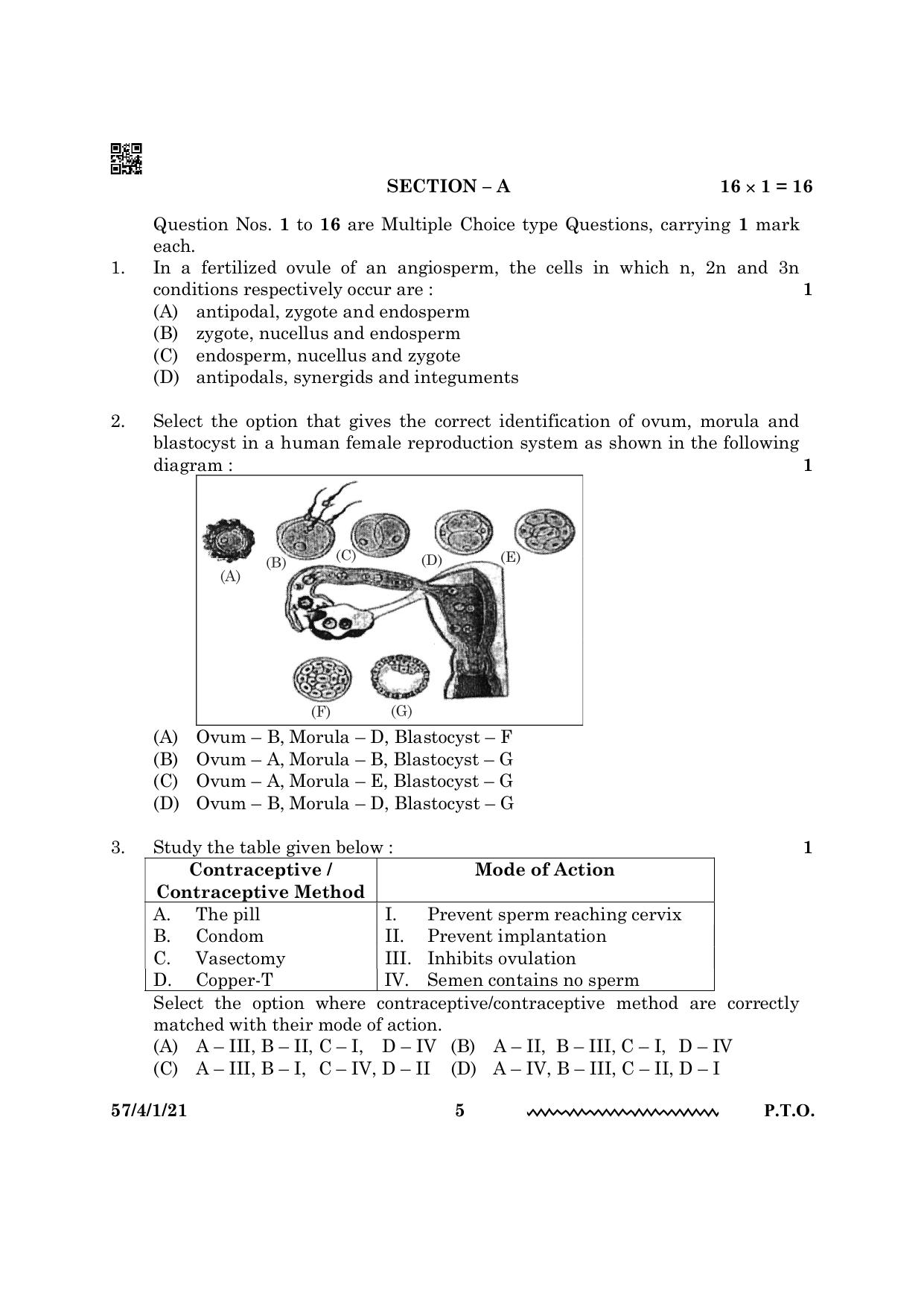 CBSE Class 12 57 4 1 Biology 2024 Question Paper - Page 5