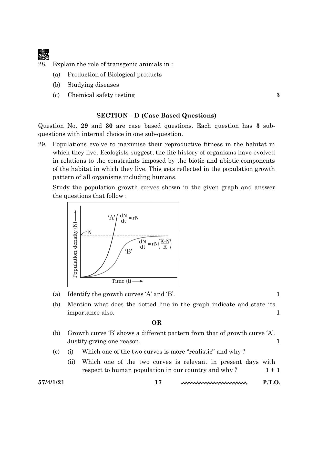 CBSE Class 12 57 4 1 Biology 2024 Question Paper - Page 17