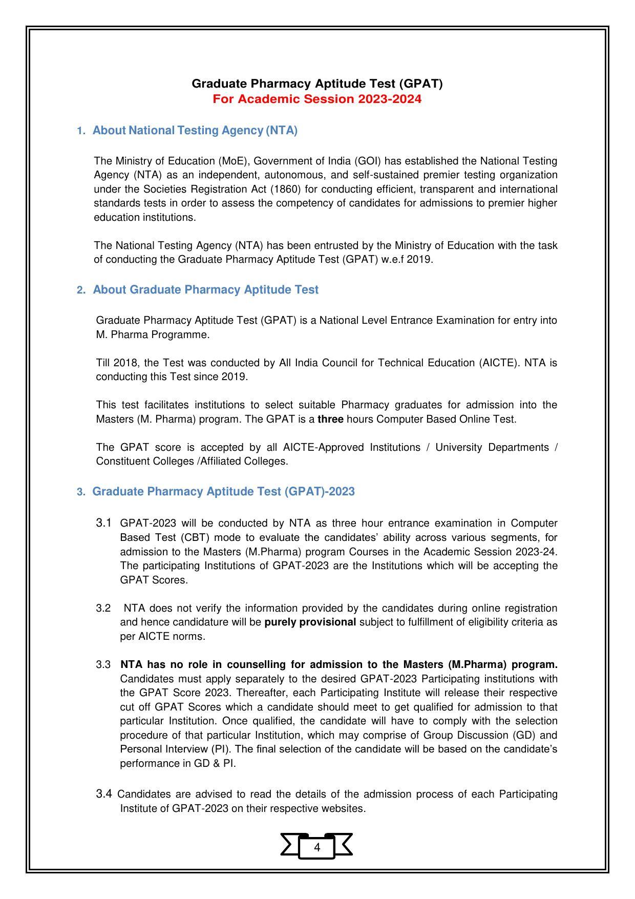 Graduate Pharmacy Aptitude Test (GPAT)-2023 - Page 7