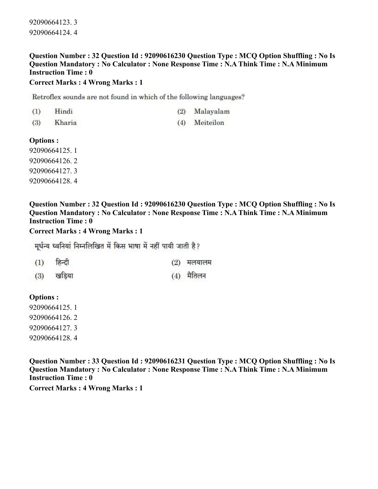 CUET PG 2023: LAQP04 – Linguistics(ENG)-shift 1 (14-06-2023) Question Paper - Page 32