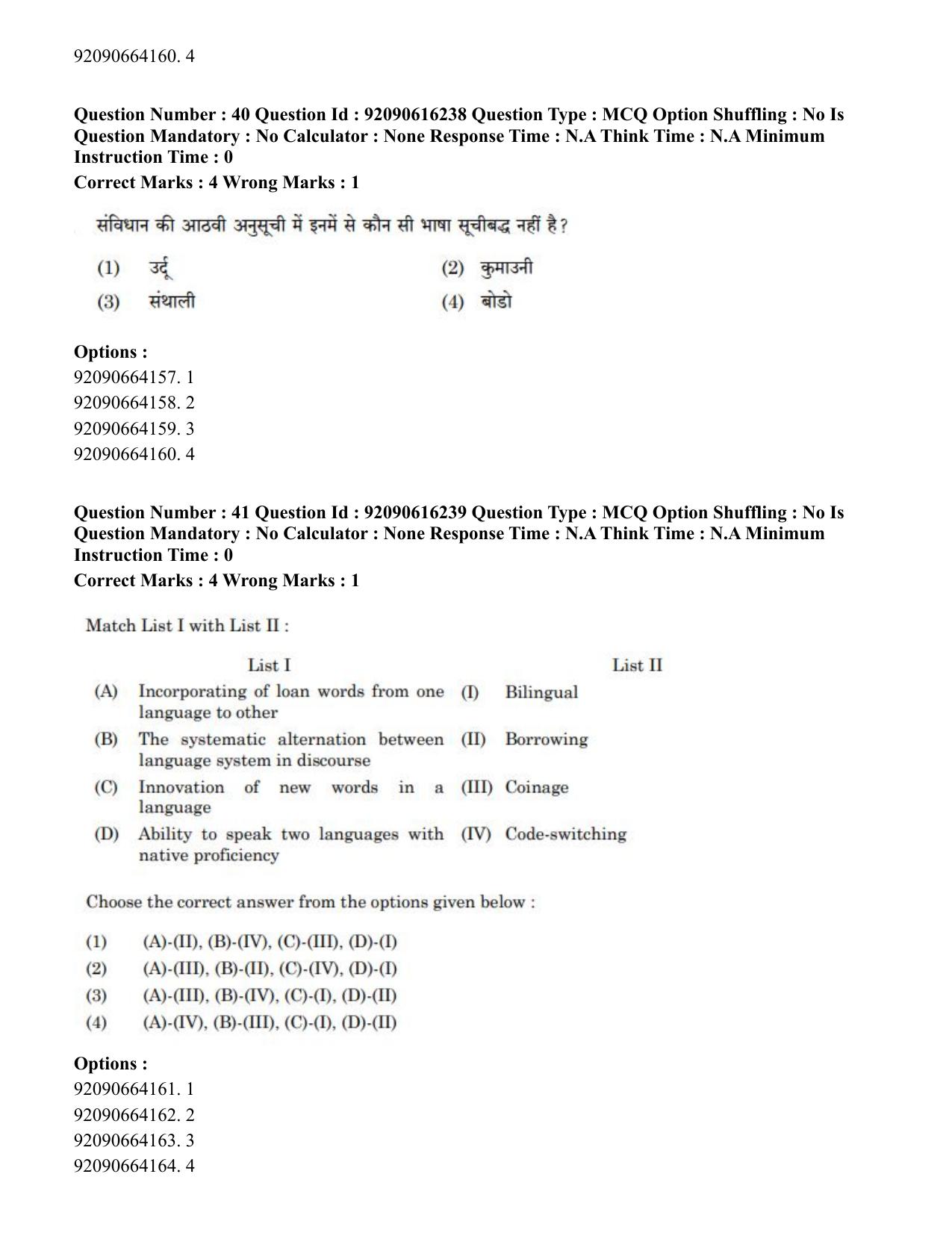 CUET PG 2023: LAQP04 – Linguistics(ENG)-shift 1 (14-06-2023) Question Paper - Page 41