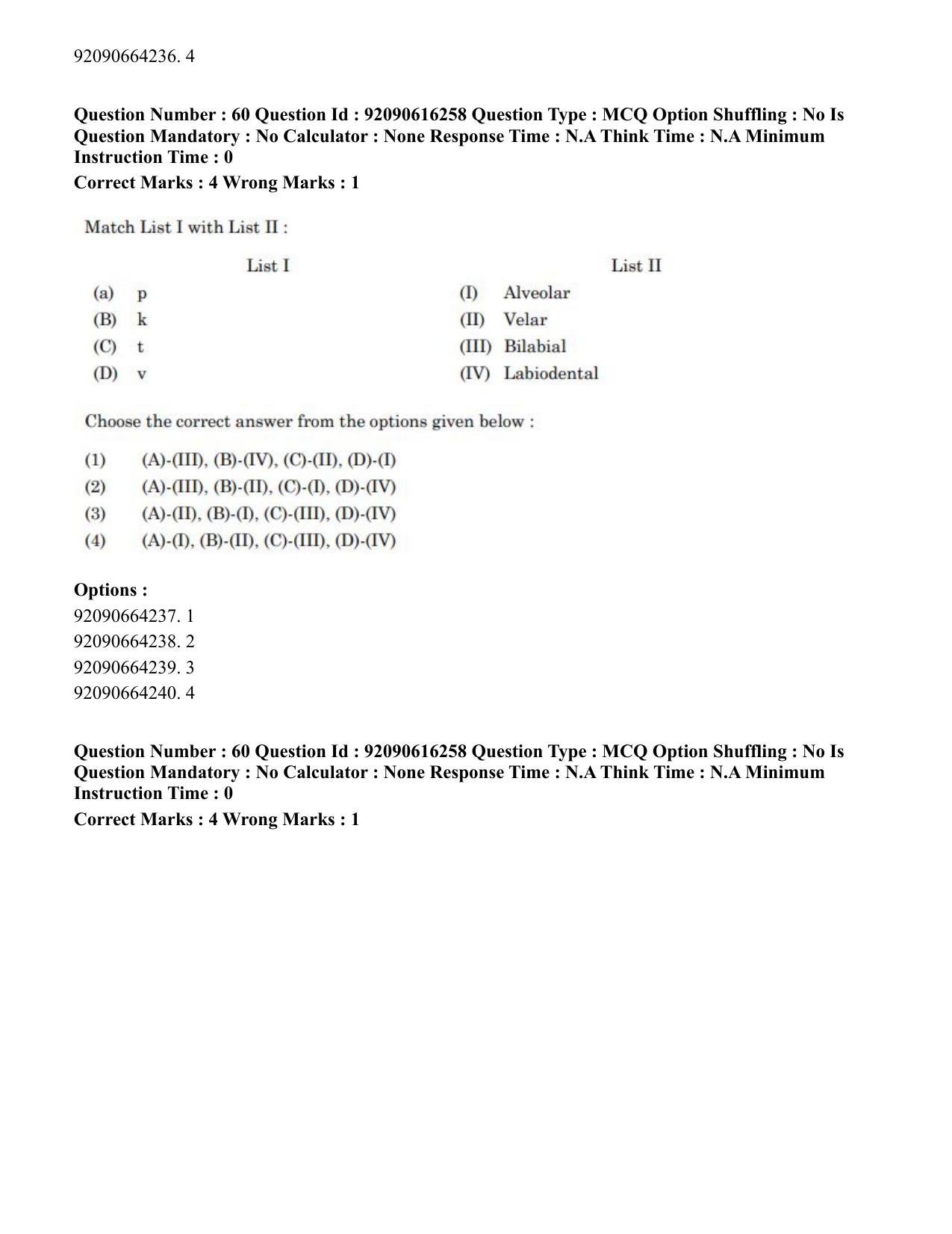 CUET PG 2023: LAQP04 – Linguistics(ENG)-shift 1 (14-06-2023) Question Paper - Page 58
