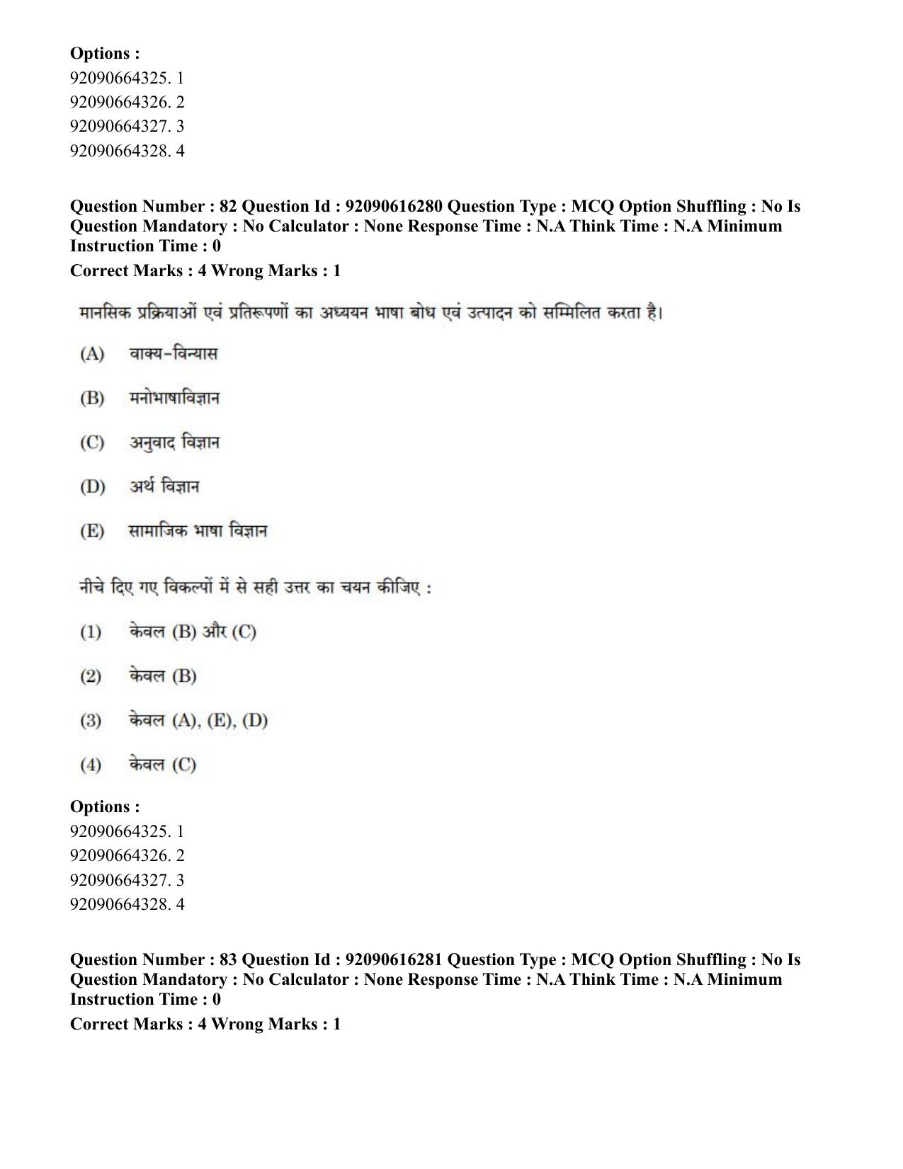 CUET PG 2023: LAQP04 – Linguistics(ENG)-shift 1 (14-06-2023) Question Paper - Page 81
