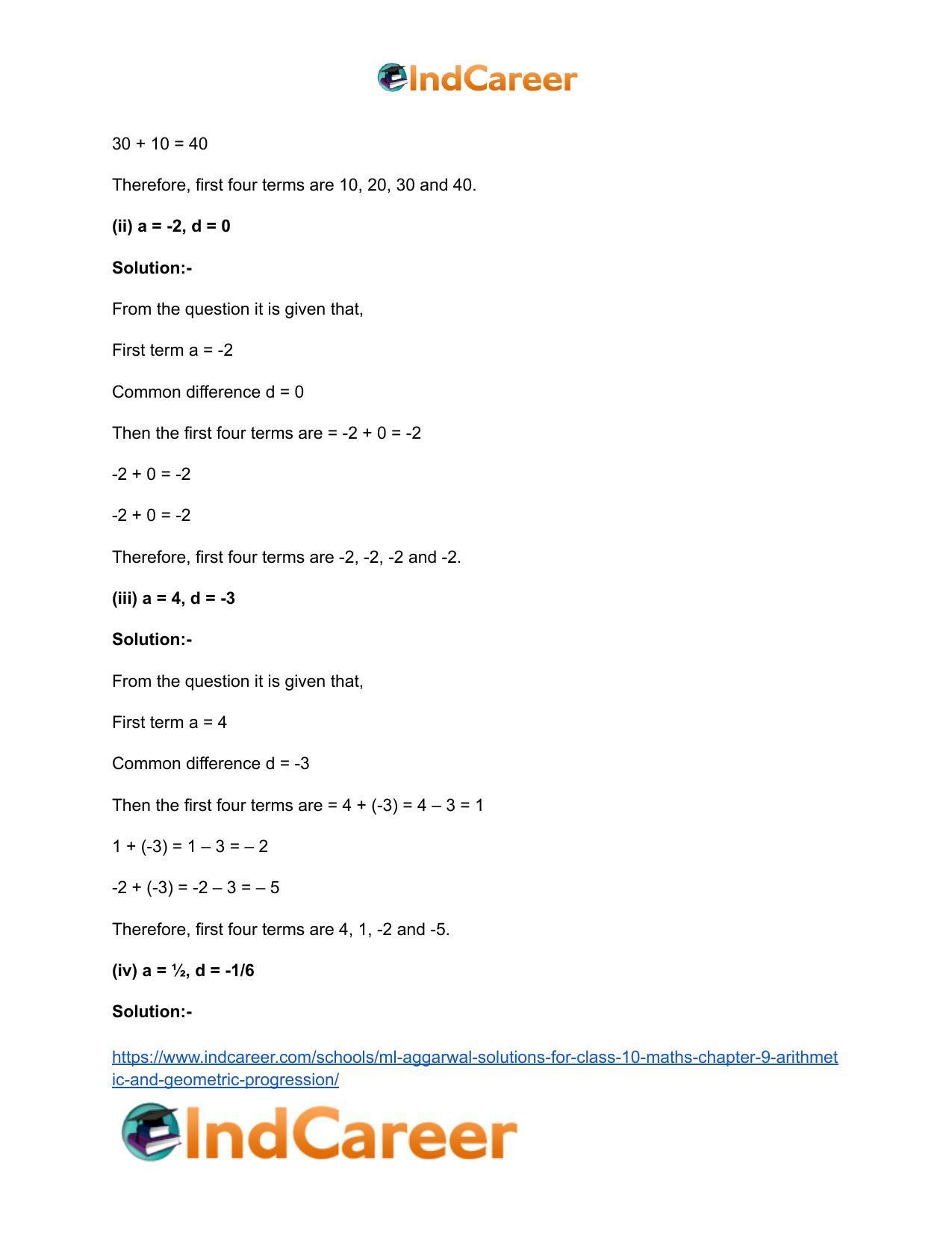 ML Aggarwal Solutions for Class 10 Maths Chapter 9- Arithmetic and Geometric Progression - Page 4