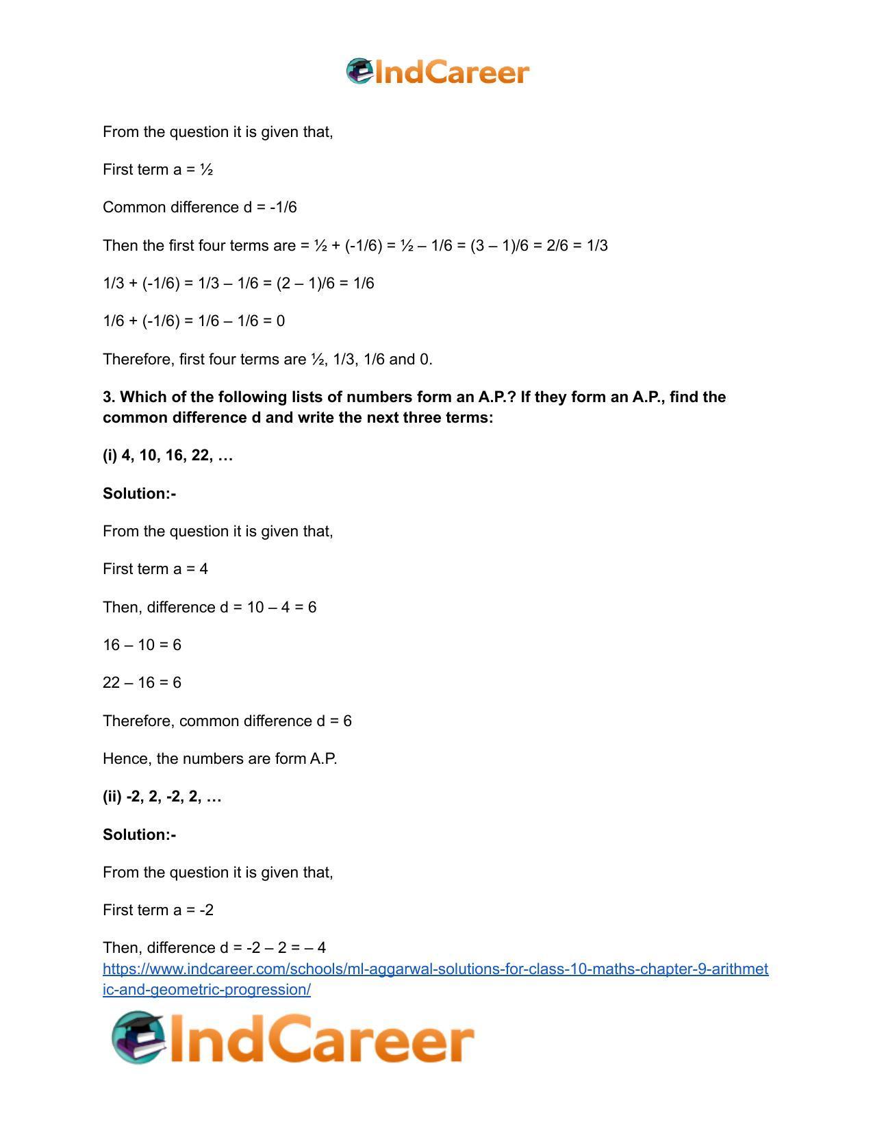 ML Aggarwal Solutions for Class 10 Maths Chapter 9- Arithmetic and Geometric Progression - Page 5